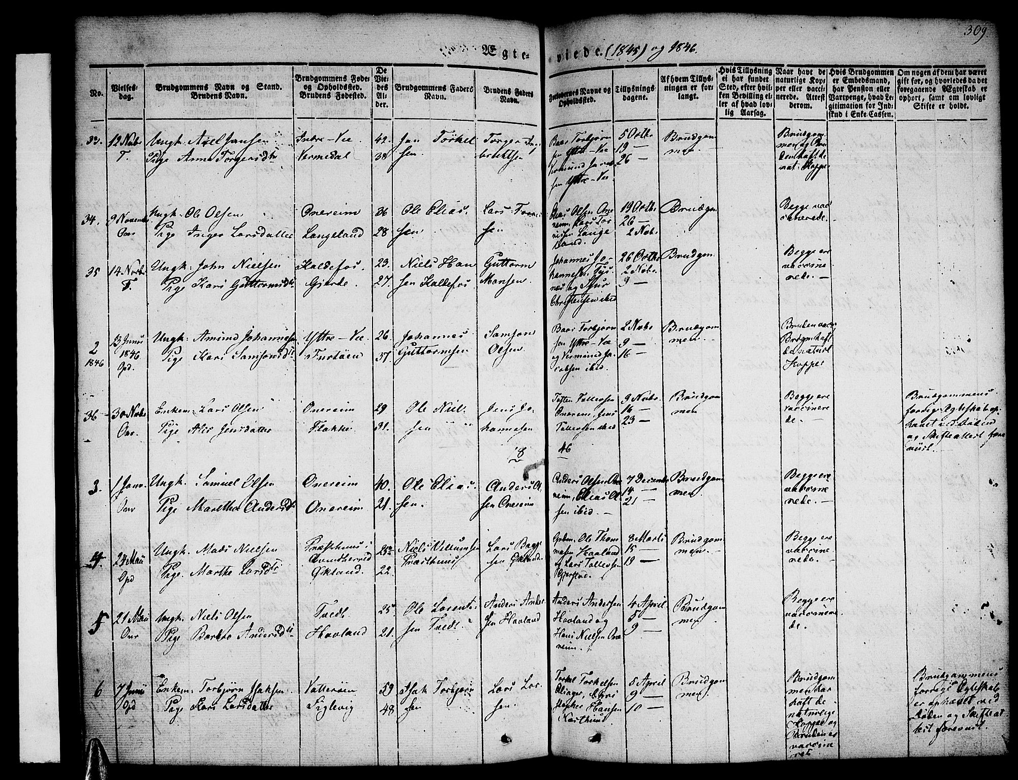 Tysnes sokneprestembete, AV/SAB-A-78601/H/Haa: Ministerialbok nr. A 9, 1837-1848, s. 309