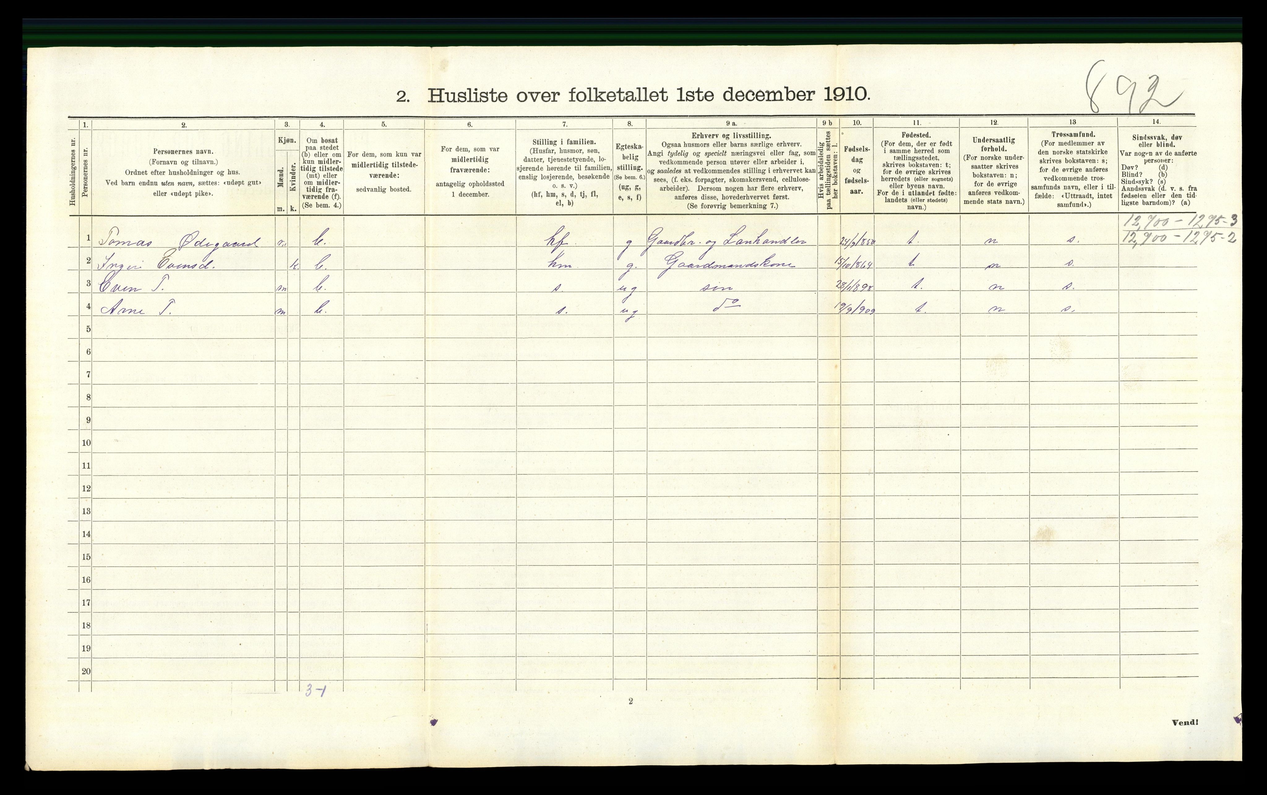 RA, Folketelling 1910 for 0618 Hemsedal herred, 1910, s. 357