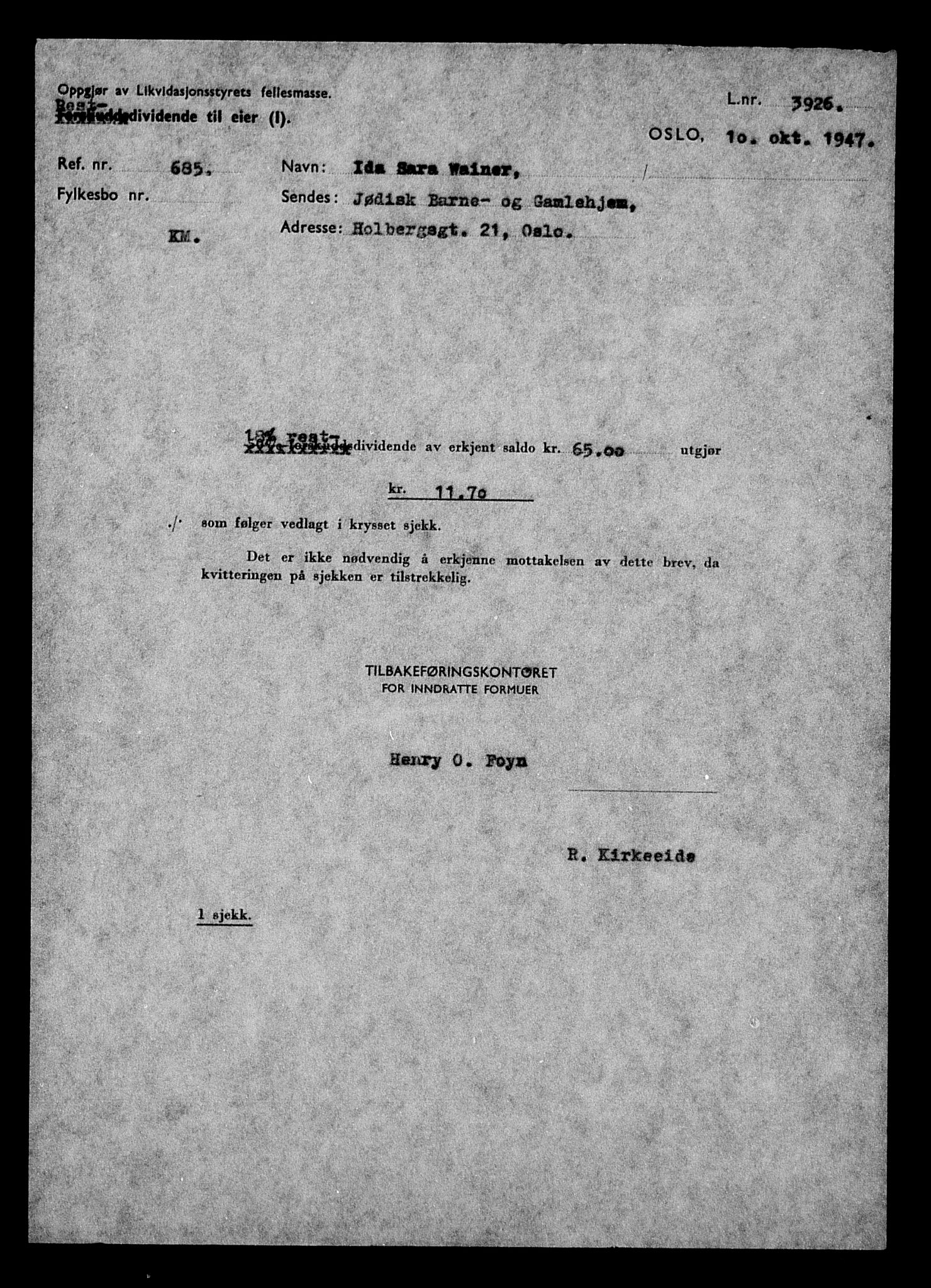Justisdepartementet, Tilbakeføringskontoret for inndratte formuer, AV/RA-S-1564/H/Hc/Hcc/L0985: --, 1945-1947, s. 190