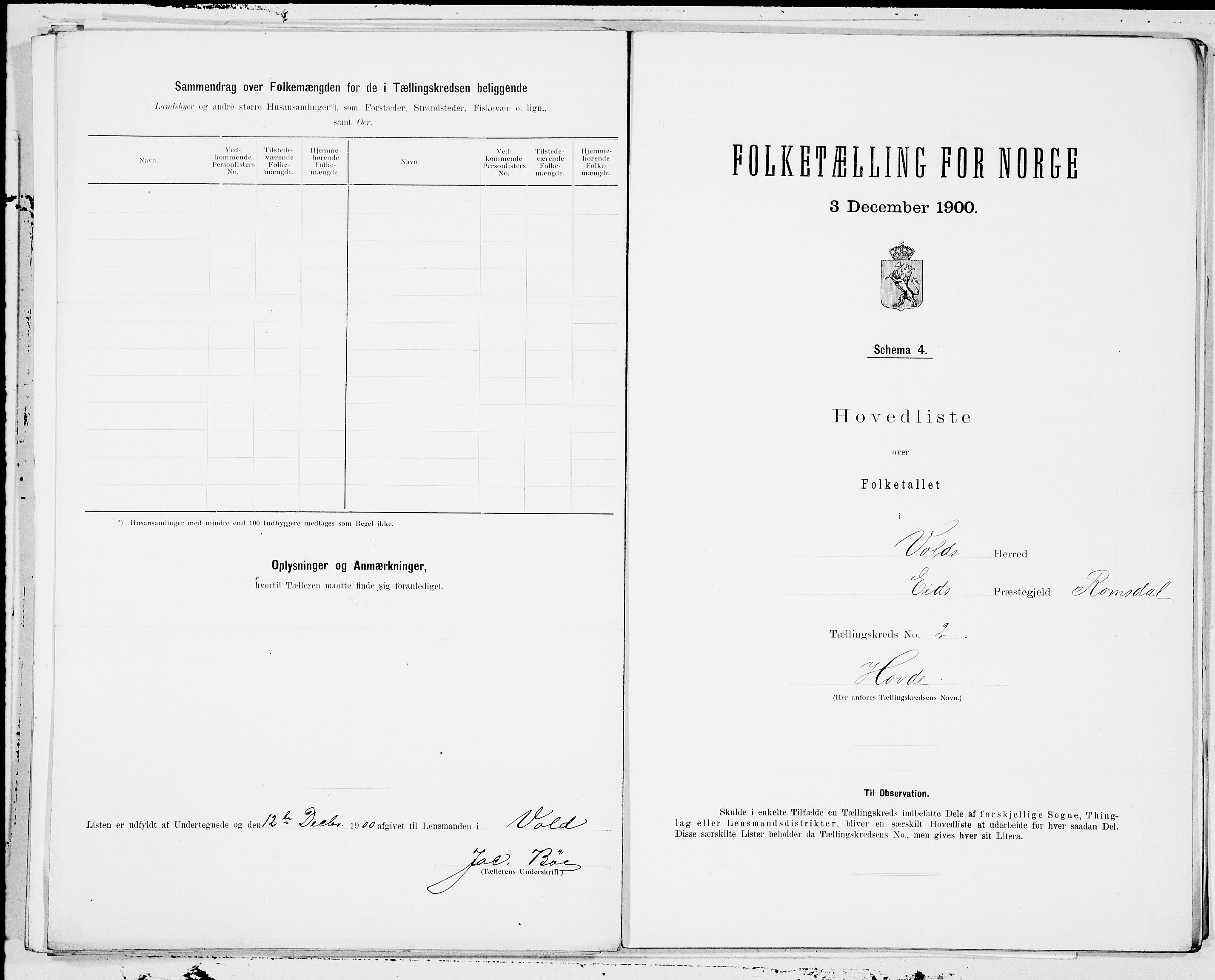 SAT, Folketelling 1900 for 1537 Voll herred, 1900, s. 4