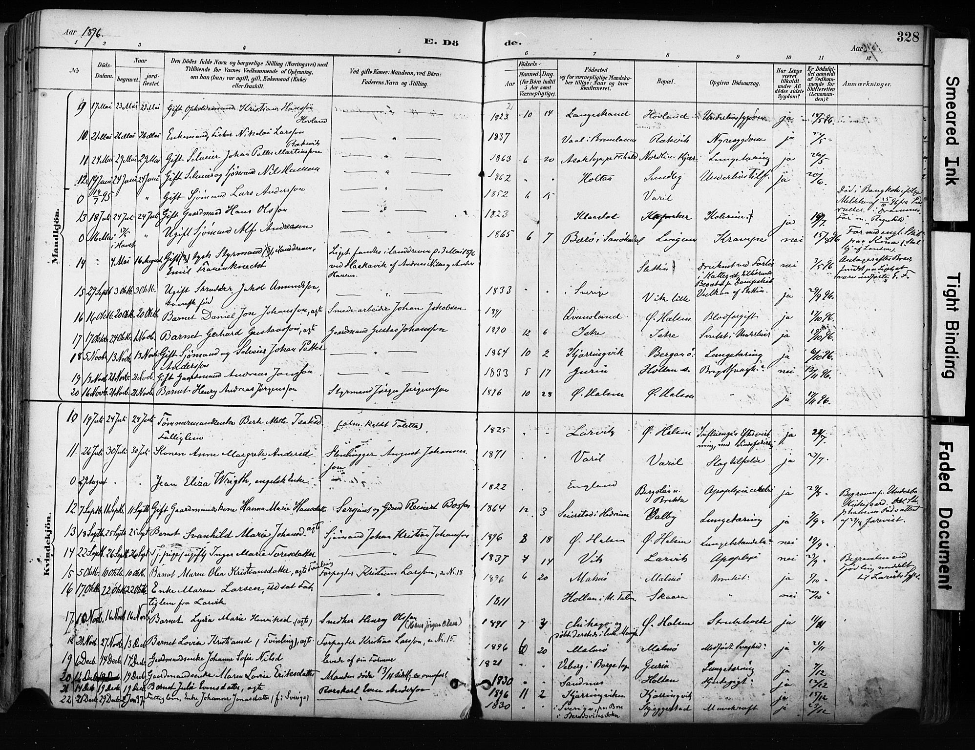 Tjølling kirkebøker, AV/SAKO-A-60/F/Fa/L0009: Ministerialbok nr. 9, 1887-1905, s. 328