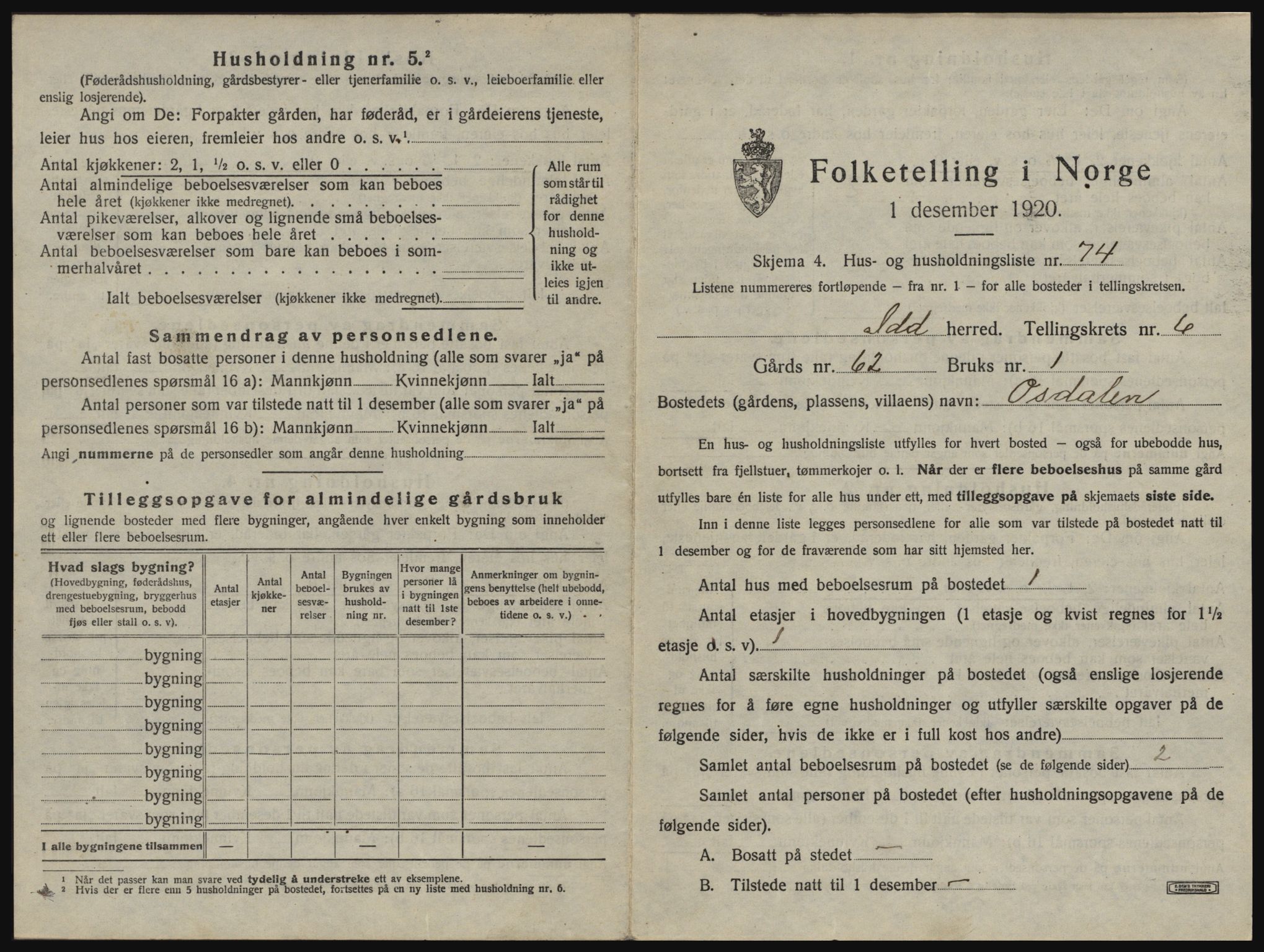 SAO, Folketelling 1920 for 0117 Idd herred, 1920, s. 1018