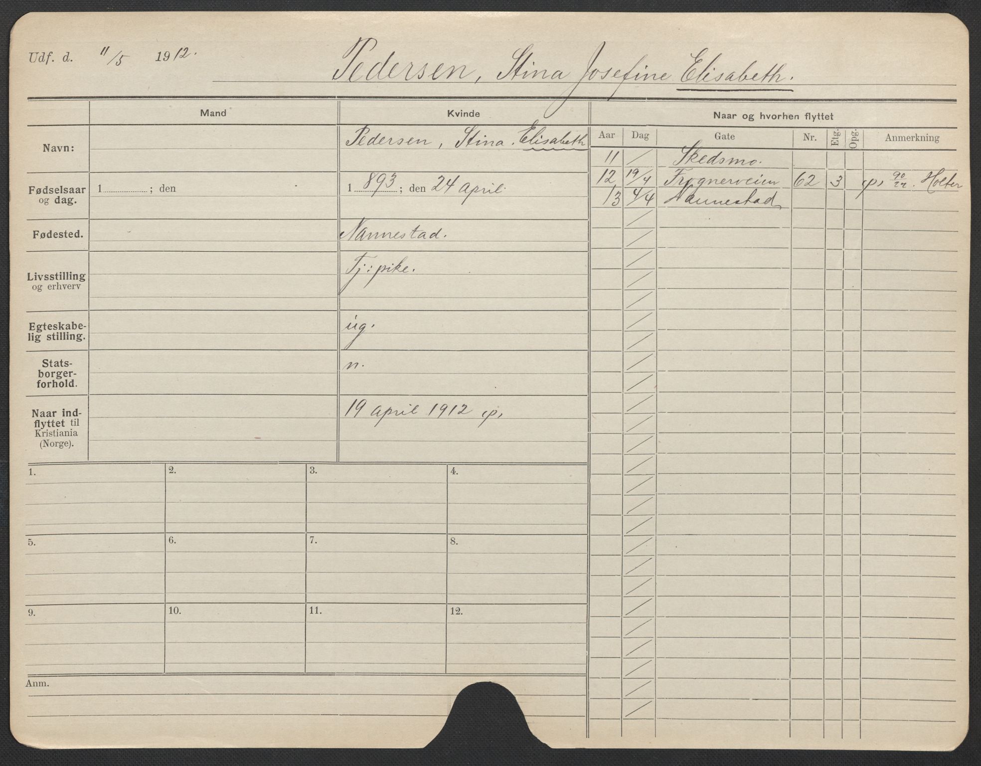 Oslo folkeregister, Registerkort, AV/SAO-A-11715/F/Fa/Fac/L0022: Kvinner, 1906-1914, s. 678a