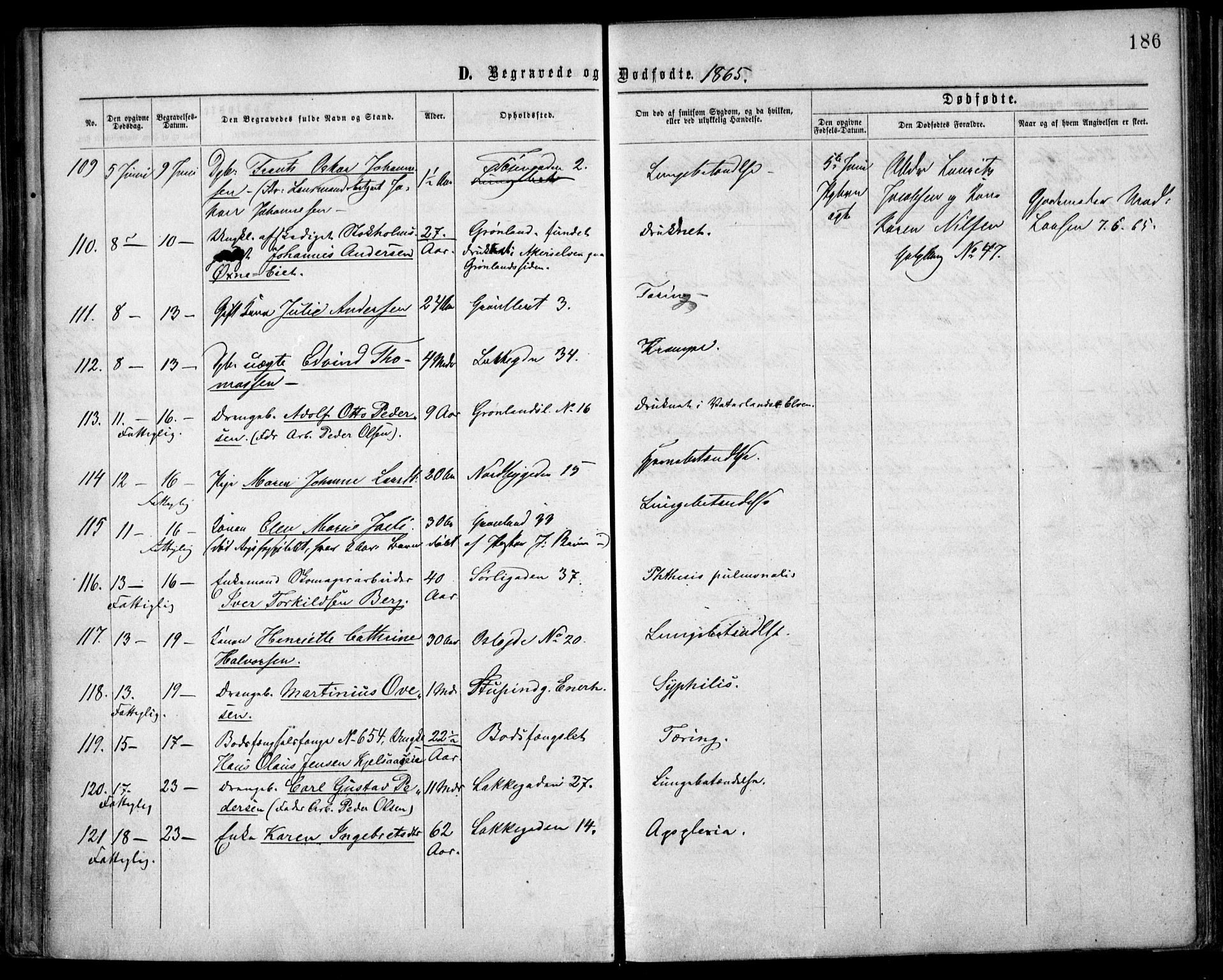 Grønland prestekontor Kirkebøker, AV/SAO-A-10848/F/Fa/L0003: Ministerialbok nr. 3, 1862-1868, s. 186