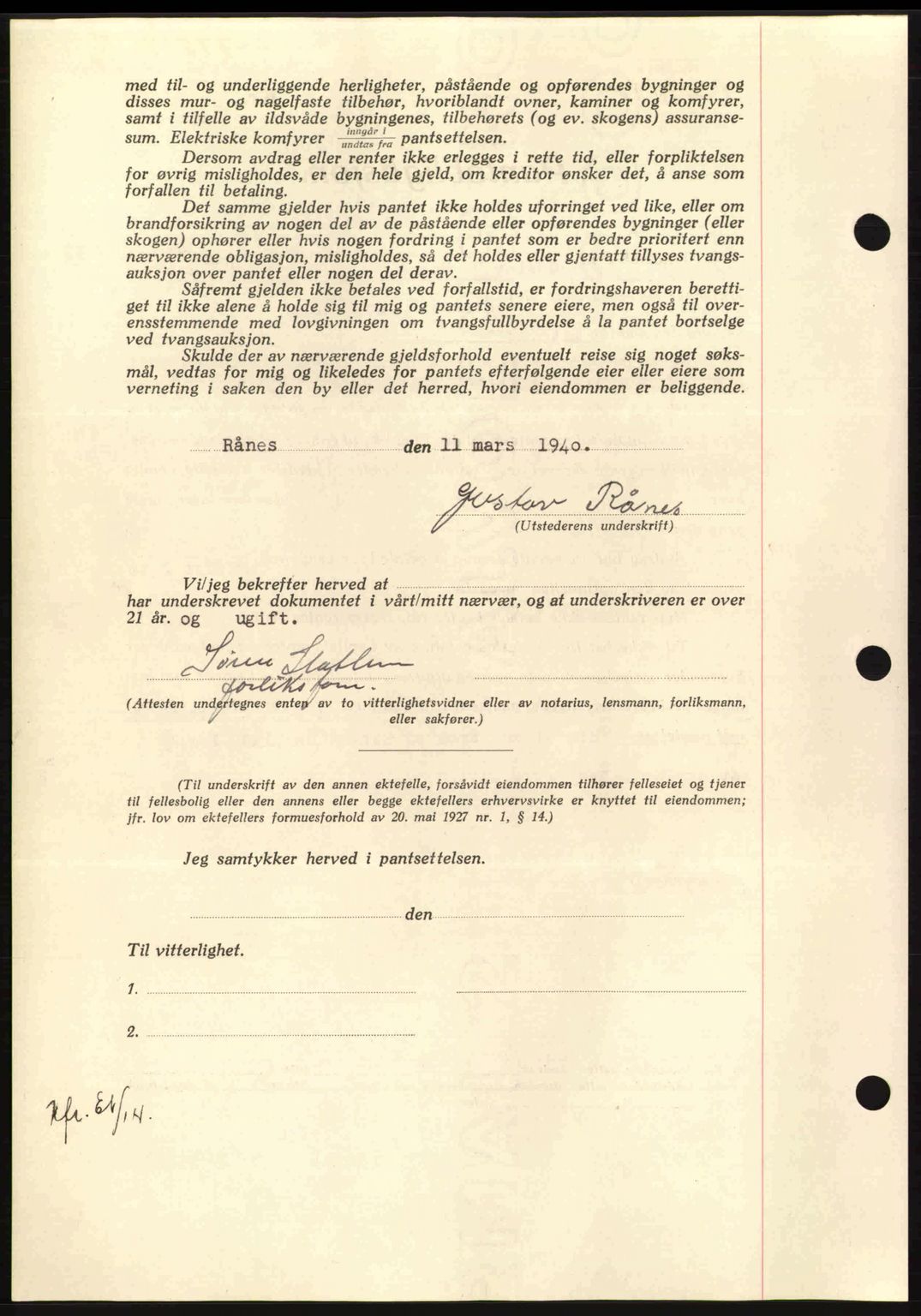 Nordmøre sorenskriveri, AV/SAT-A-4132/1/2/2Ca: Pantebok nr. B86, 1939-1940, Dagboknr: 775/1940