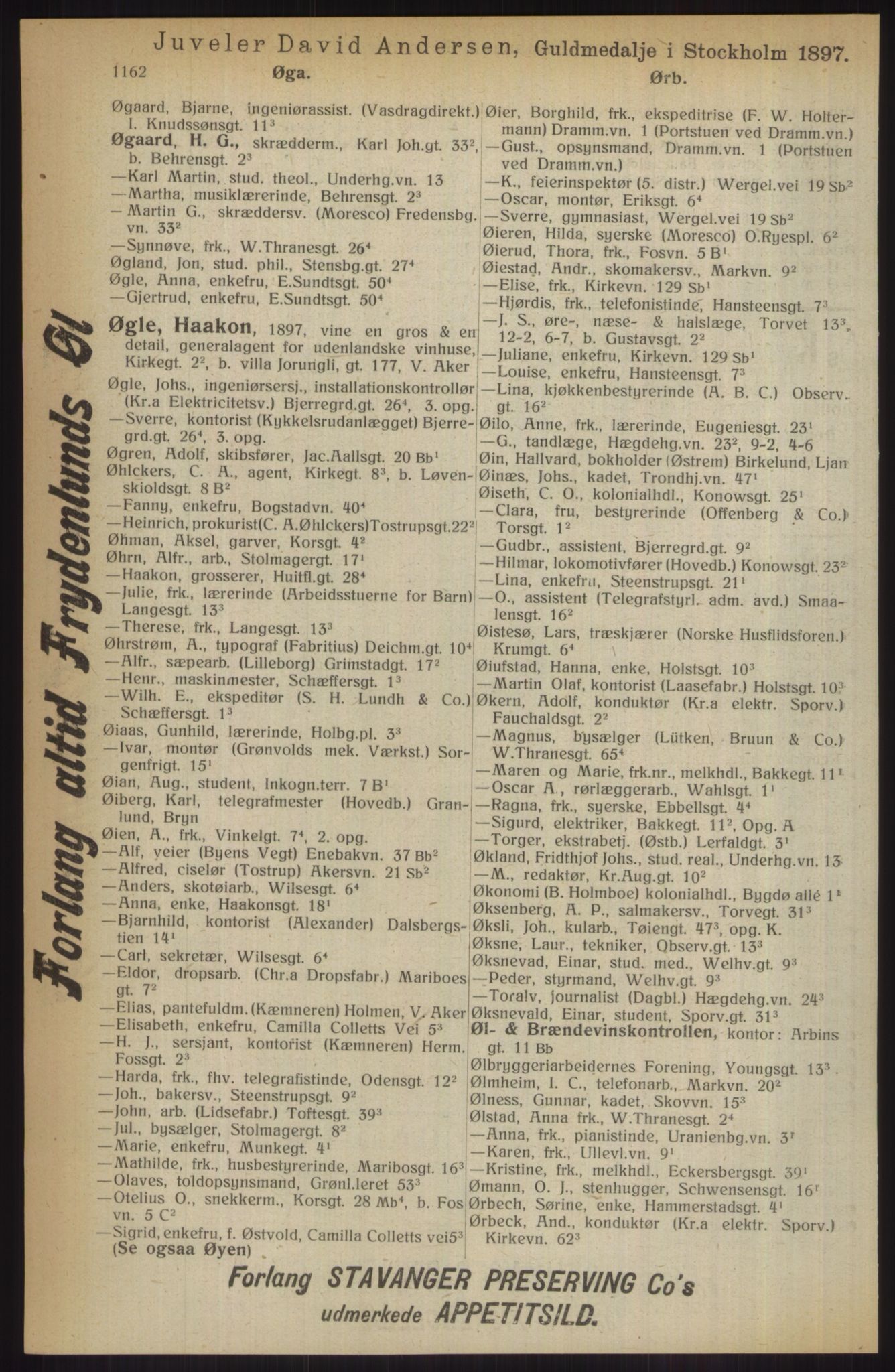 Kristiania/Oslo adressebok, PUBL/-, 1914, s. 1162