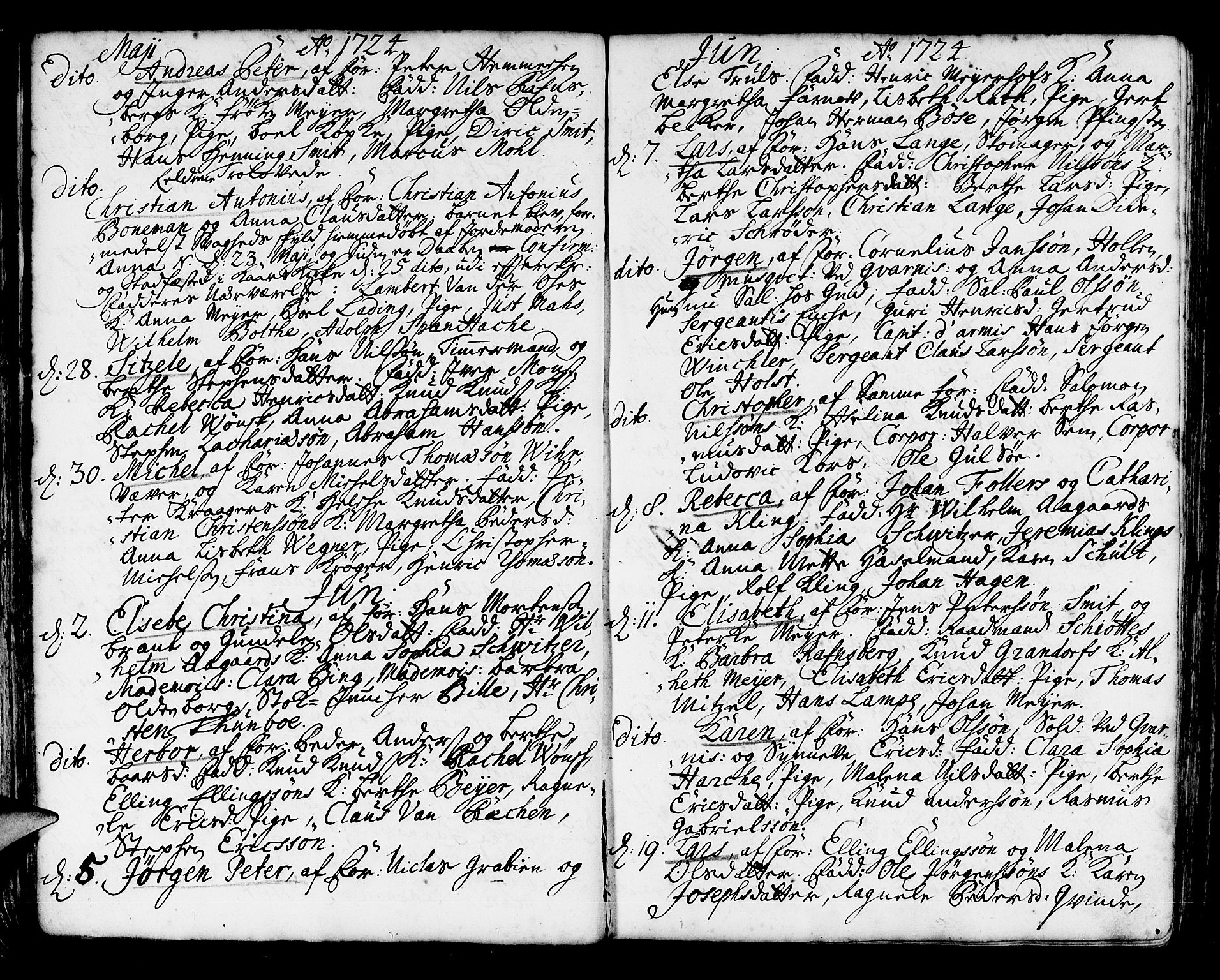 Korskirken sokneprestembete, AV/SAB-A-76101/H/Haa/L0004: Ministerialbok nr. A 4, 1720-1750, s. 45