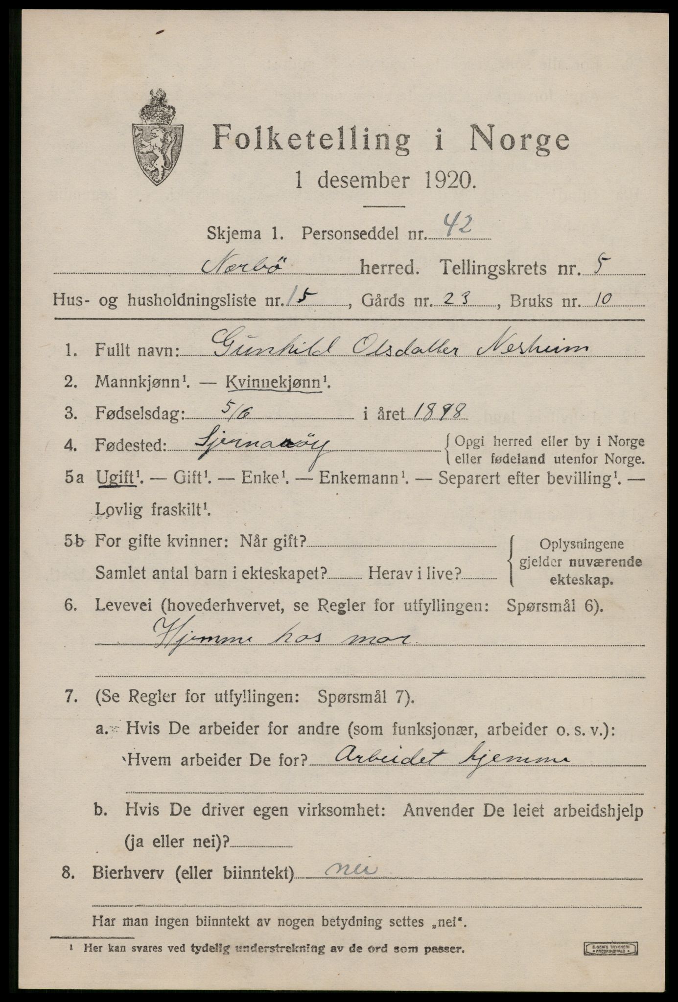 SAST, Folketelling 1920 for 1119 Nærbø herred, 1920, s. 3387