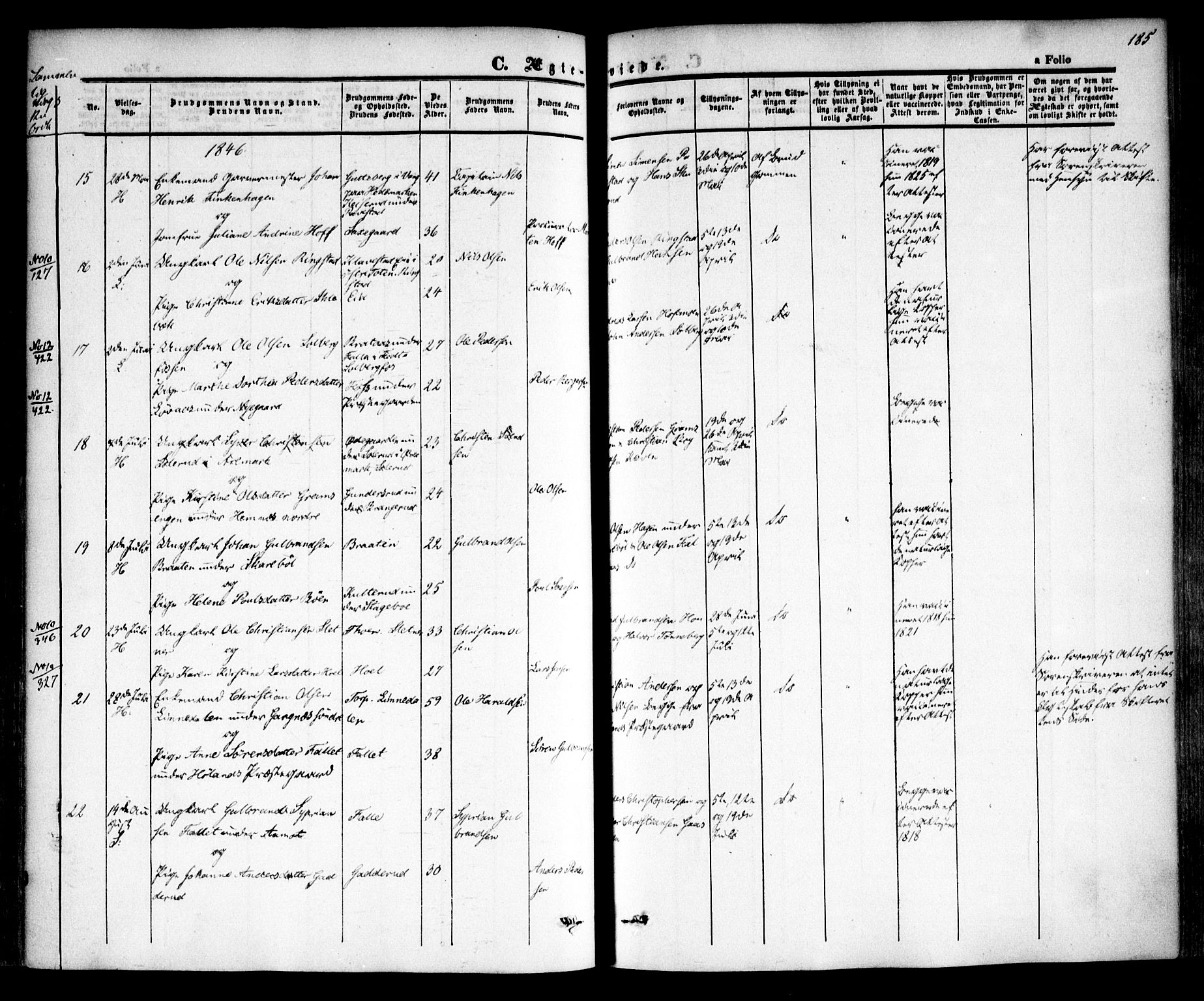 Høland prestekontor Kirkebøker, AV/SAO-A-10346a/F/Fa/L0009: Ministerialbok nr. I 9, 1846-1853, s. 185