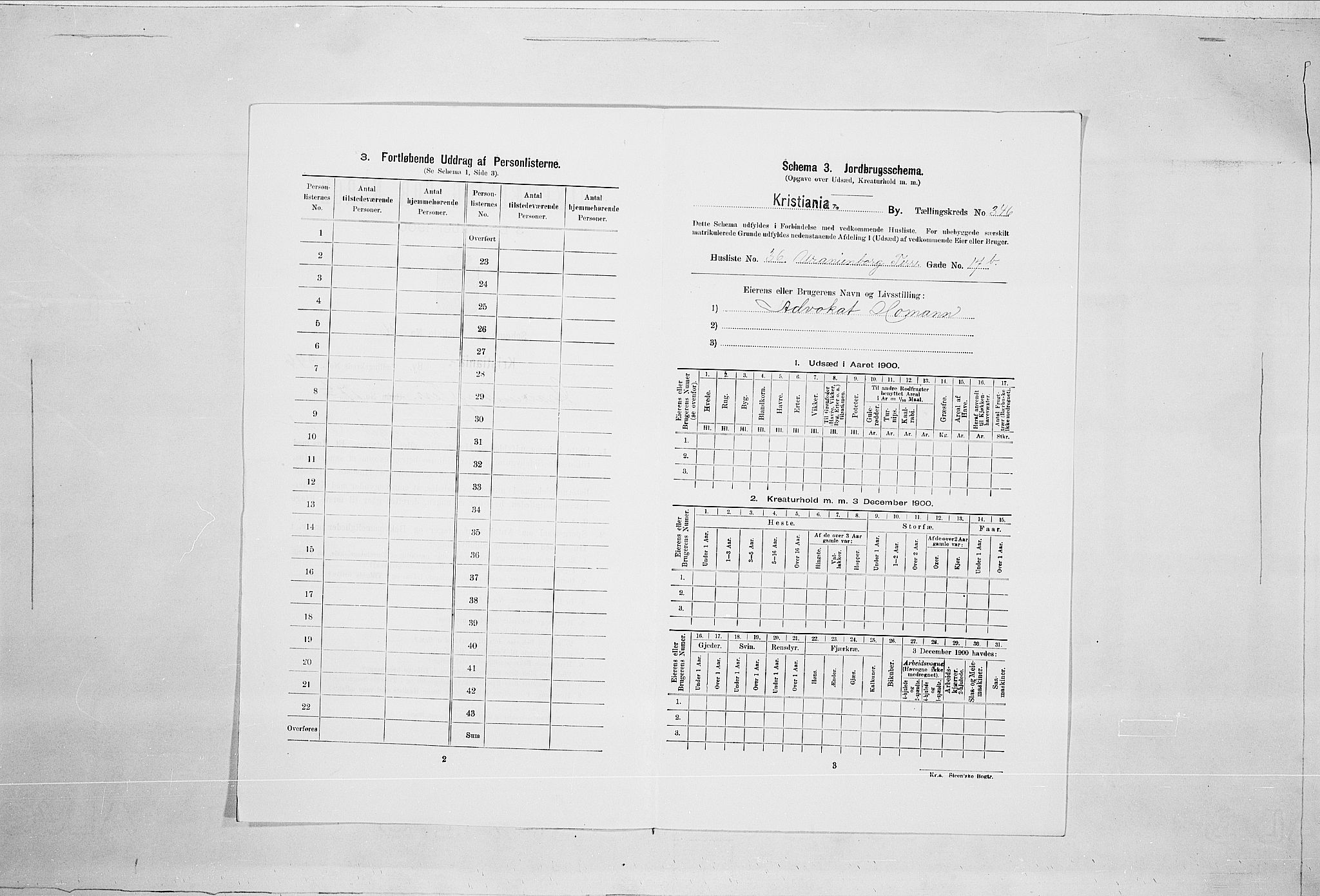 SAO, Folketelling 1900 for 0301 Kristiania kjøpstad, 1900, s. 108093