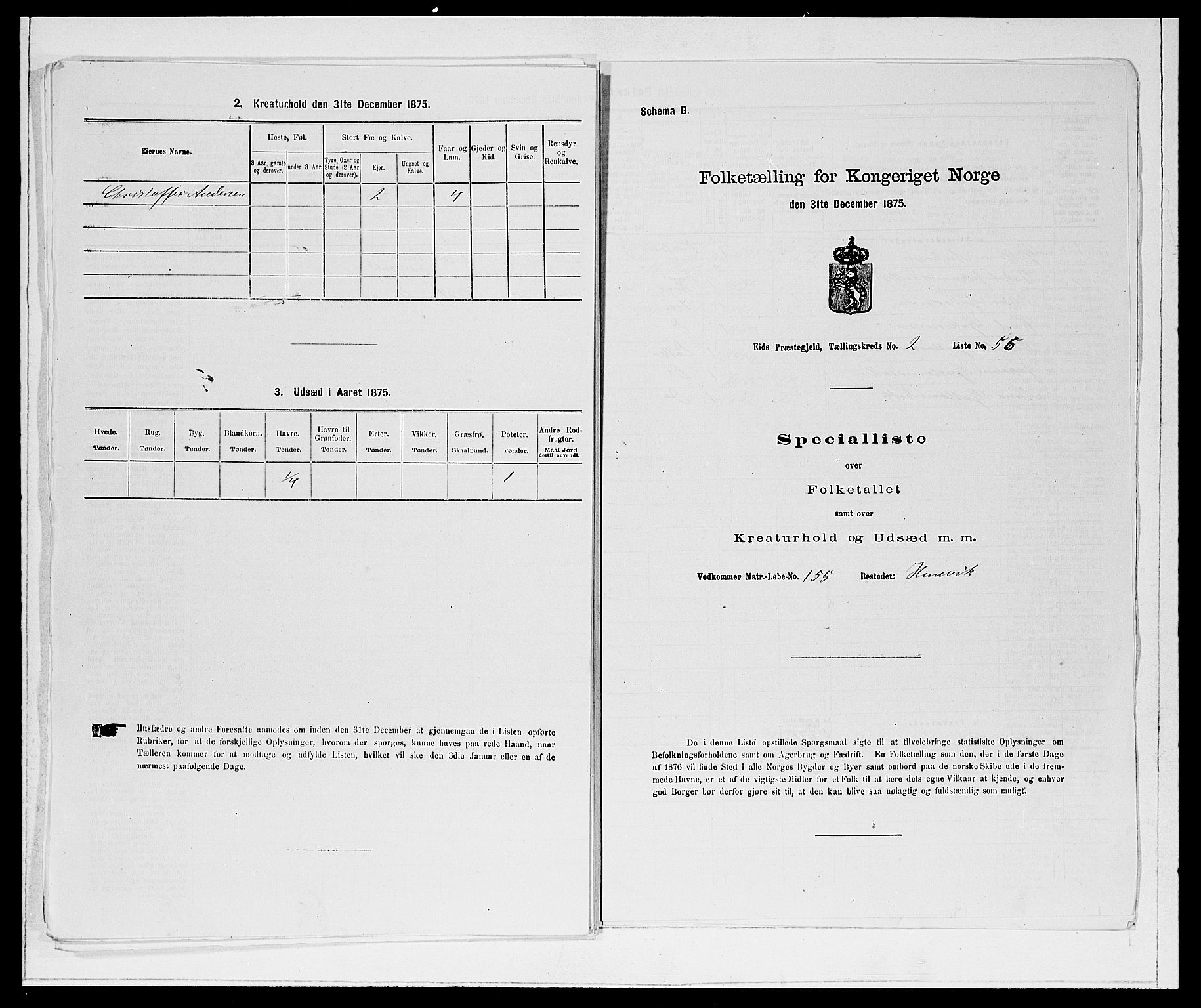 SAB, Folketelling 1875 for 1443P Eid prestegjeld, 1875, s. 224