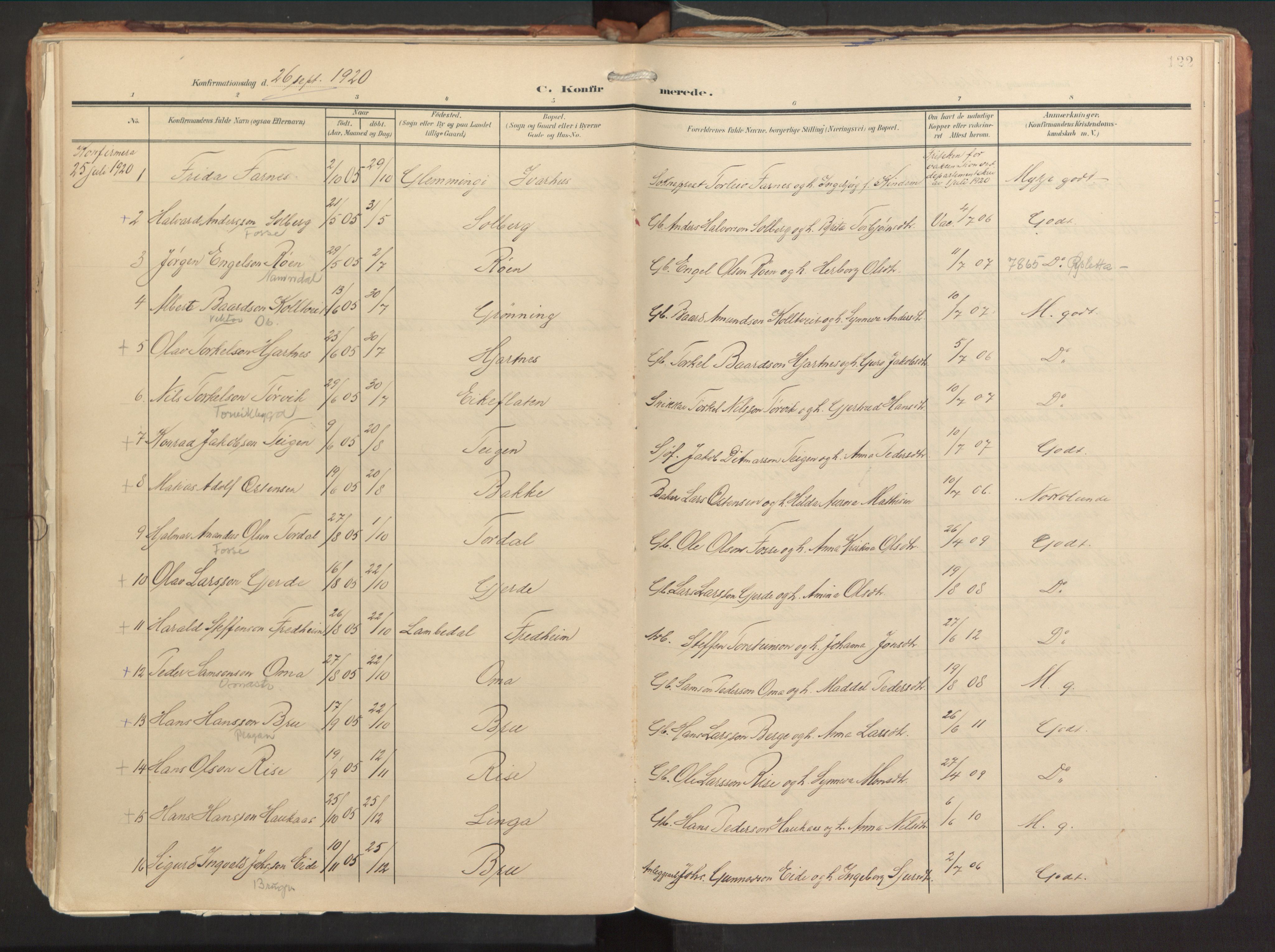 Strandebarm sokneprestembete, AV/SAB-A-78401/H/Haa: Ministerialbok nr. B 2, 1909-1941, s. 122