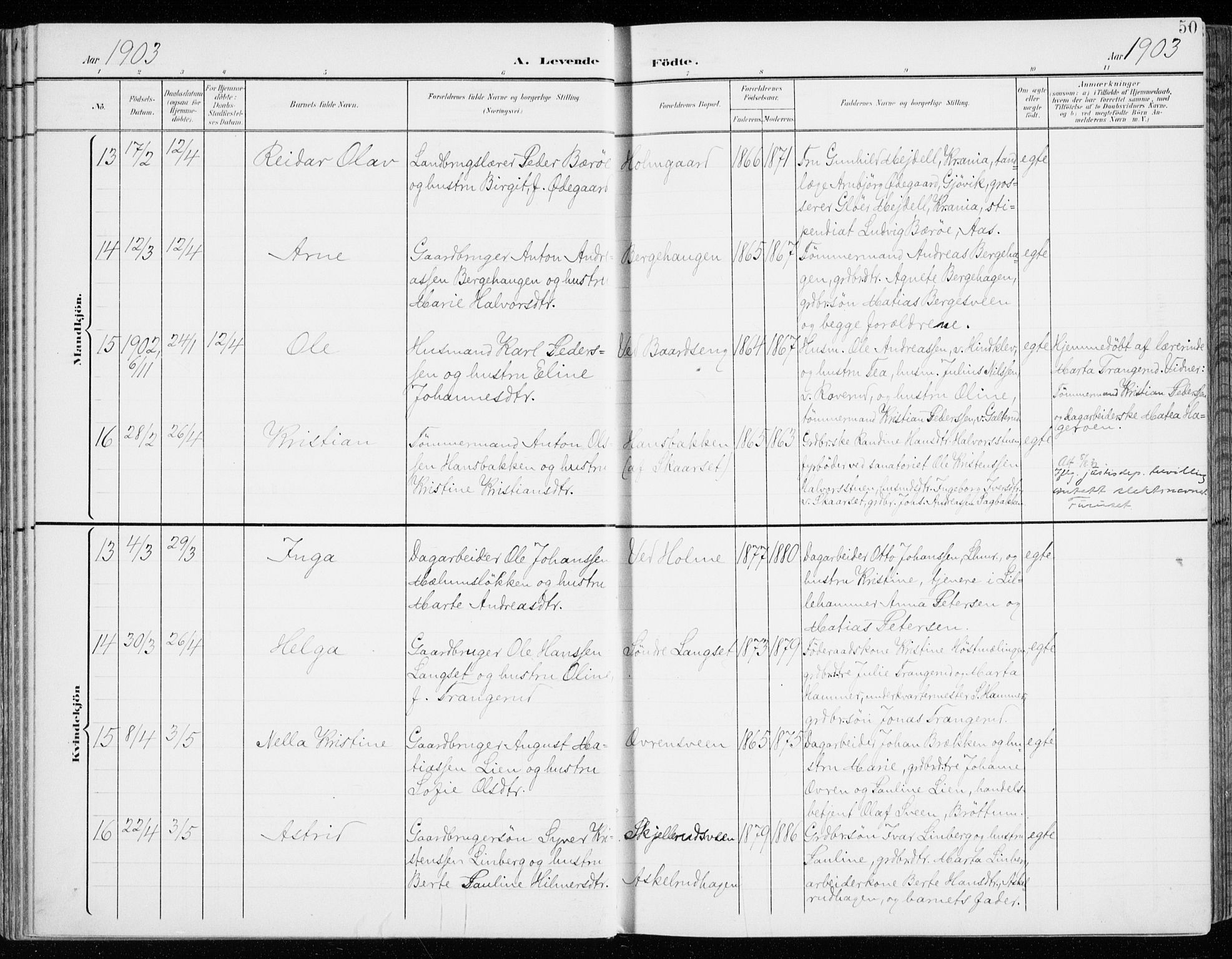 Fåberg prestekontor, AV/SAH-PREST-086/H/Ha/Haa/L0011: Ministerialbok nr. 11, 1899-1913, s. 50