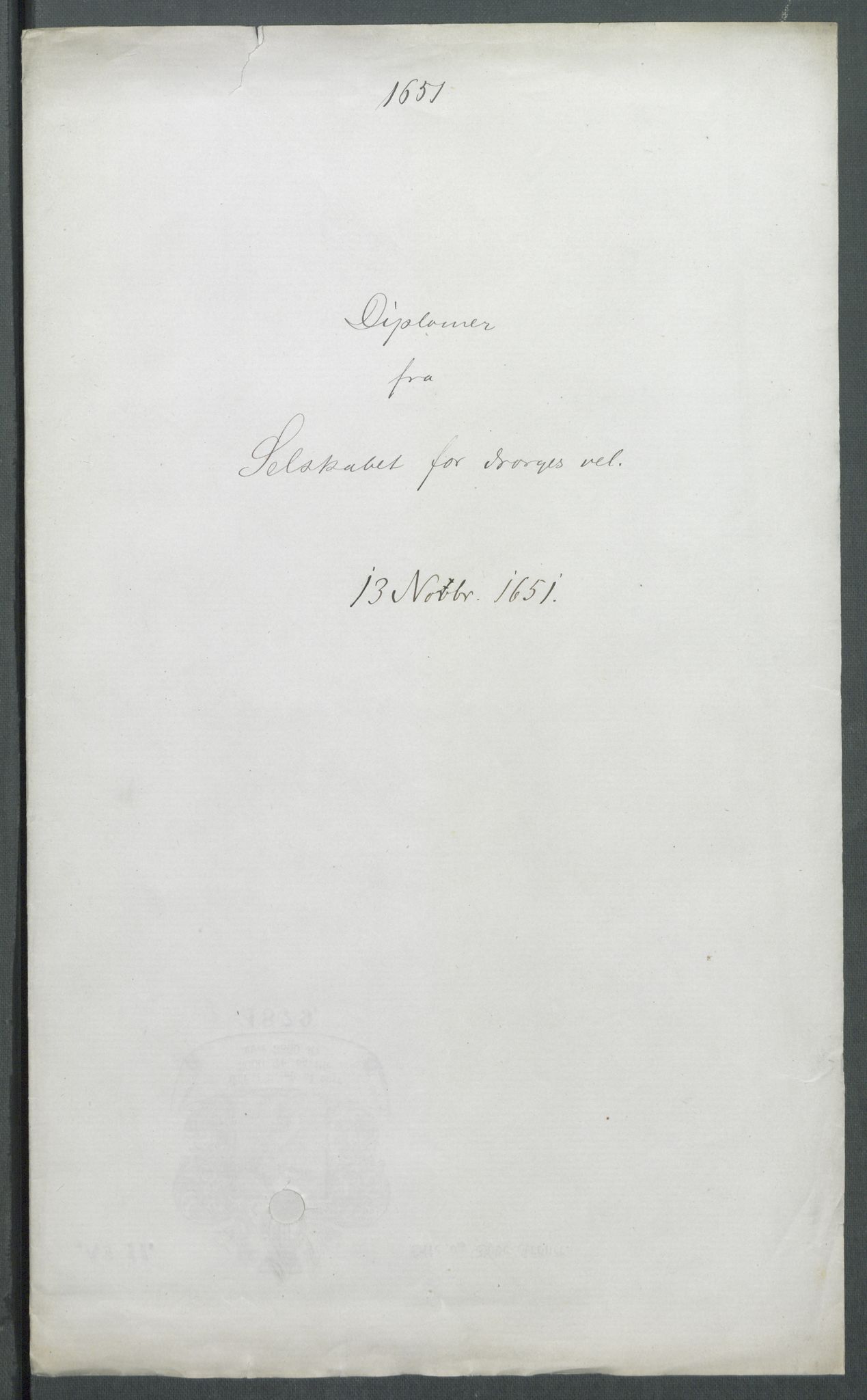 Riksarkivets diplomsamling, RA/EA-5965/F02/L0164: Dokumenter, 1651, s. 64