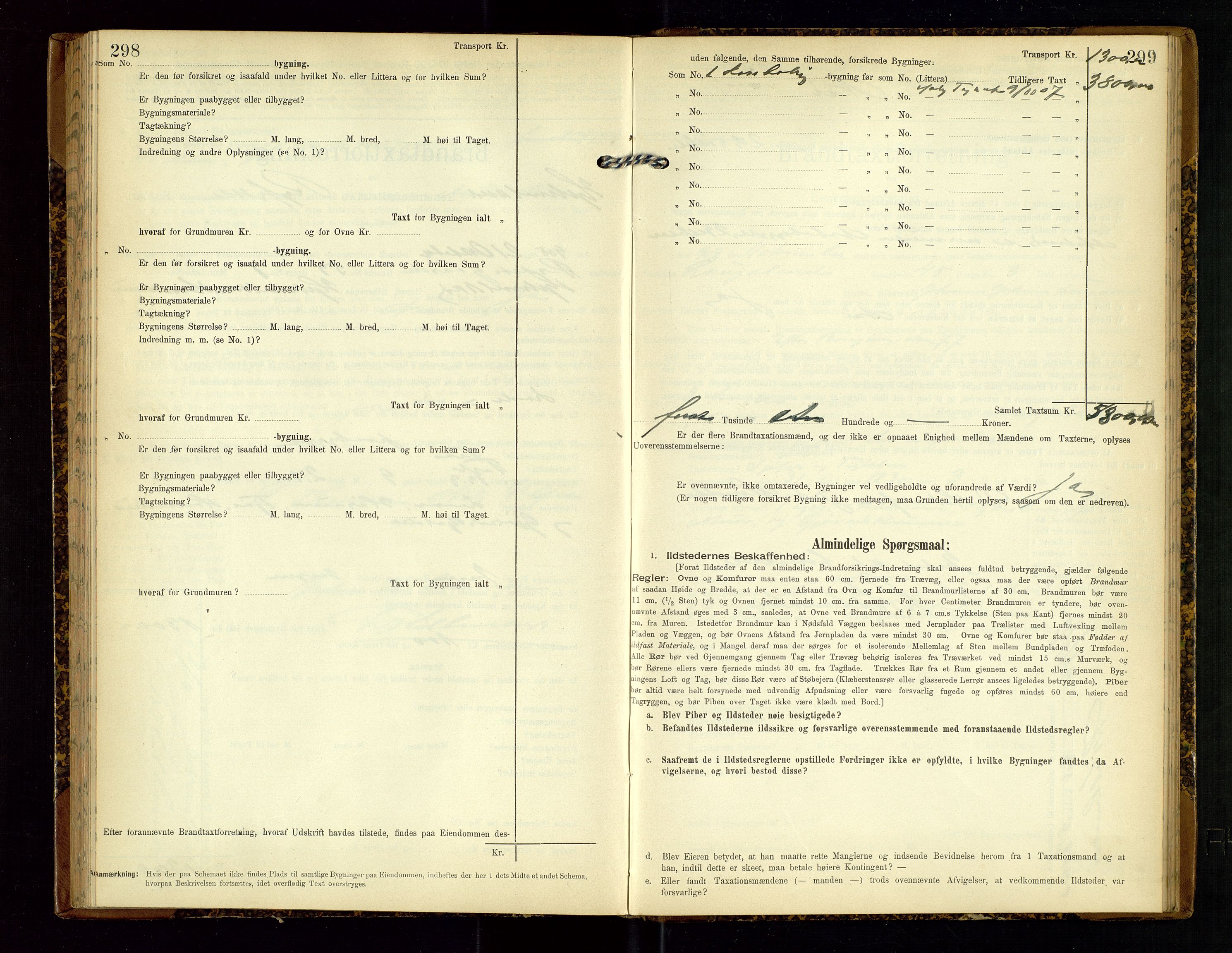 Hjelmeland lensmannskontor, SAST/A-100439/Gob/L0002: "Brandtaxationsprotokol", 1904-1920, s. 298-299