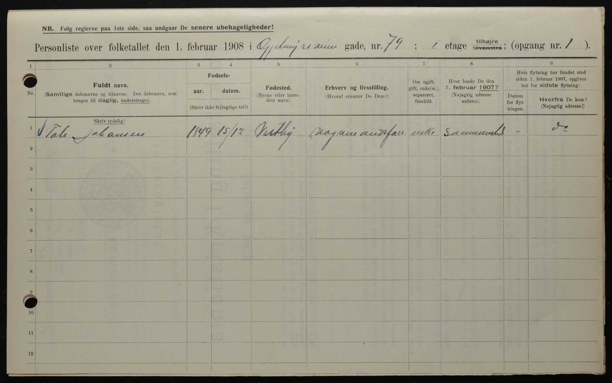 OBA, Kommunal folketelling 1.2.1908 for Kristiania kjøpstad, 1908, s. 26182
