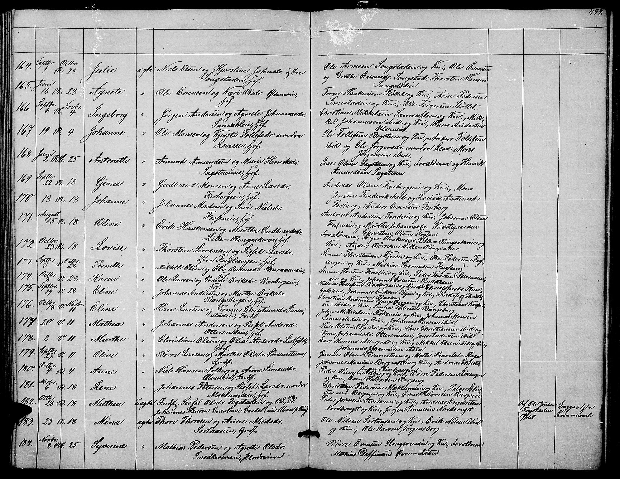 Ringsaker prestekontor, AV/SAH-PREST-014/L/La/L0006: Klokkerbok nr. 6, 1851-1860, s. 499