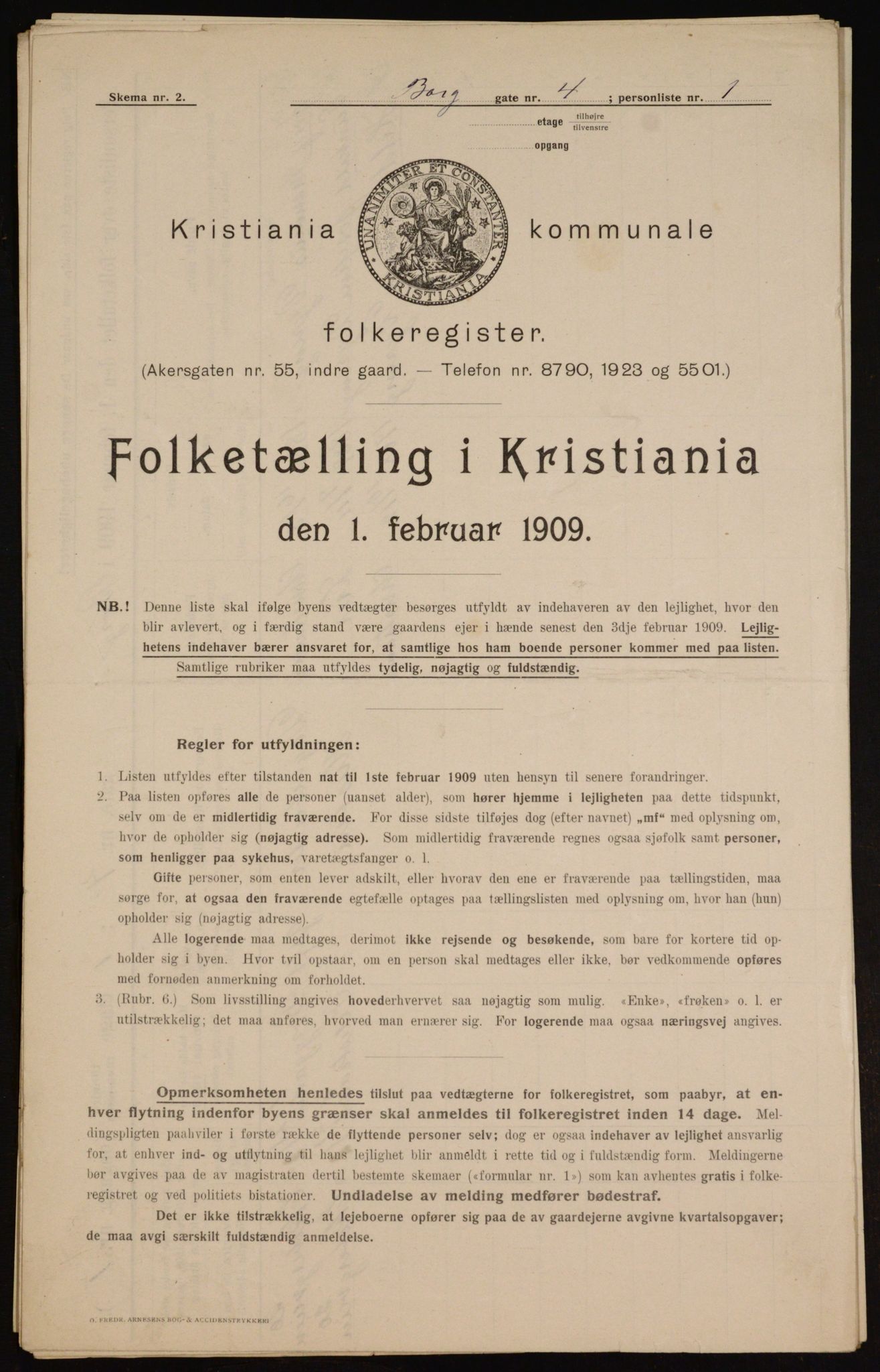 OBA, Kommunal folketelling 1.2.1909 for Kristiania kjøpstad, 1909, s. 7212