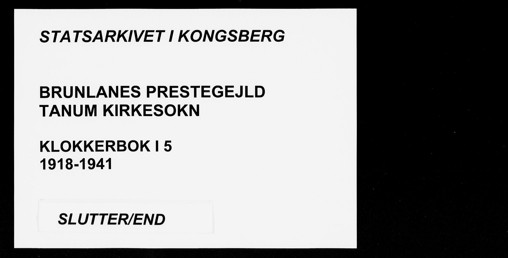 Brunlanes kirkebøker, AV/SAKO-A-342/G/Ga/L0005: Klokkerbok nr. I 5, 1918-1941