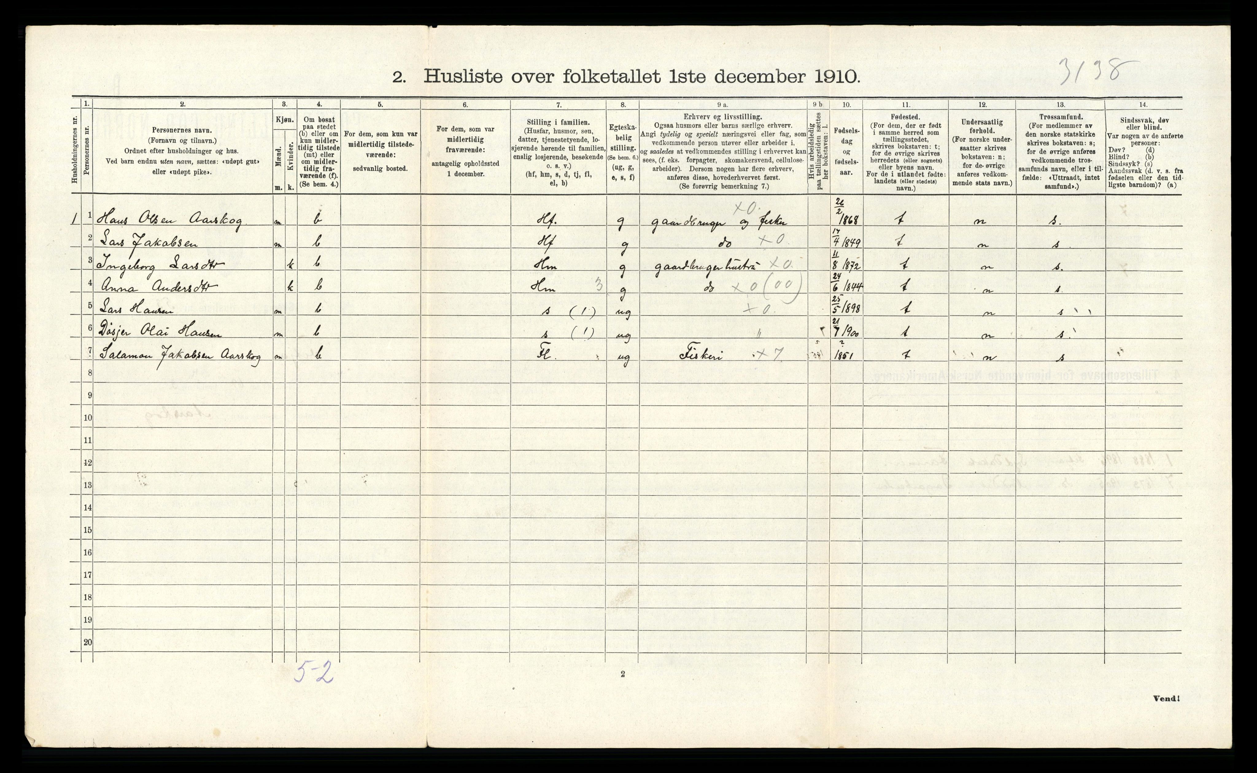 RA, Folketelling 1910 for 1222 Fitjar herred, 1910, s. 840