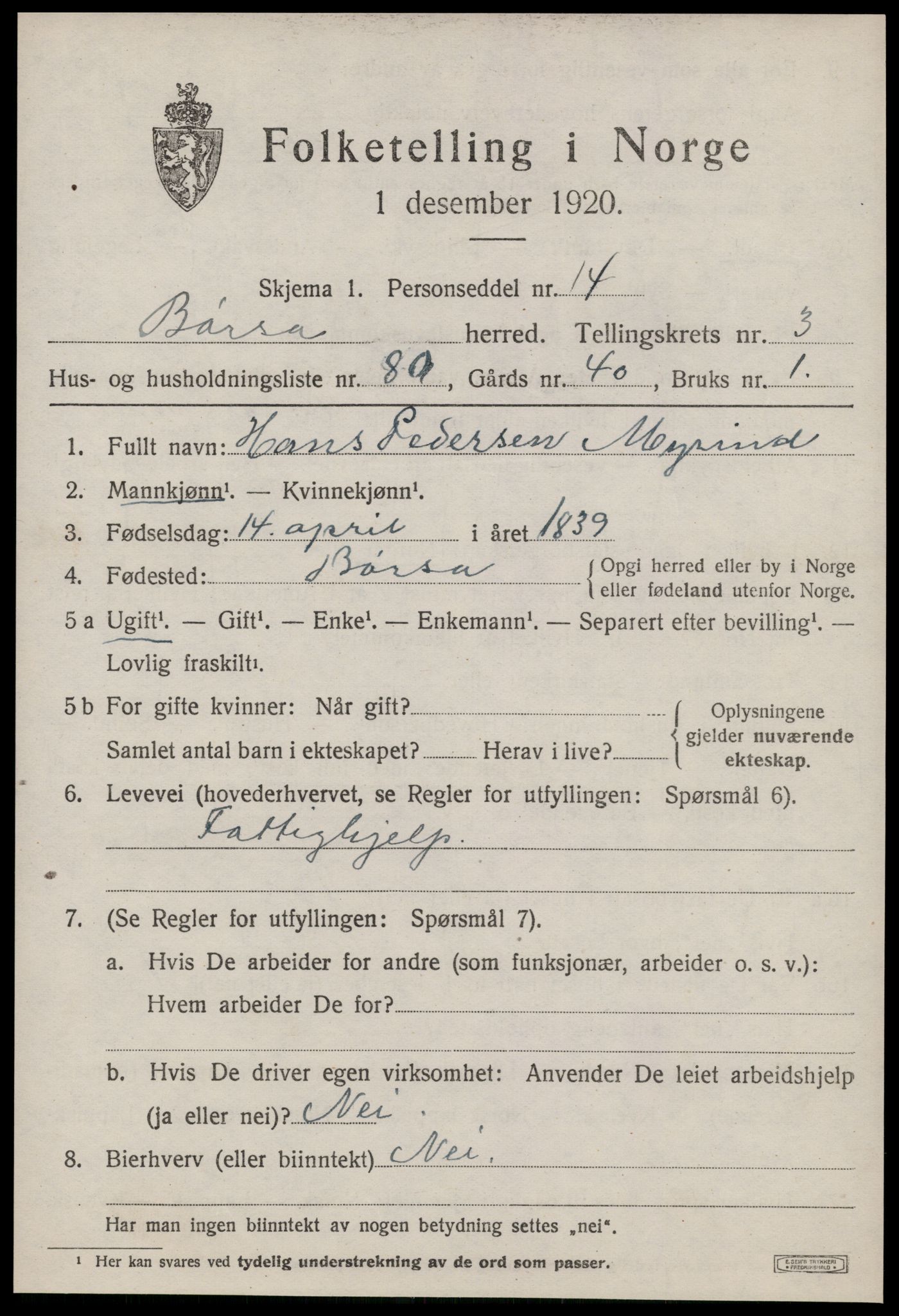 SAT, Folketelling 1920 for 1658 Børsa herred, 1920, s. 2509