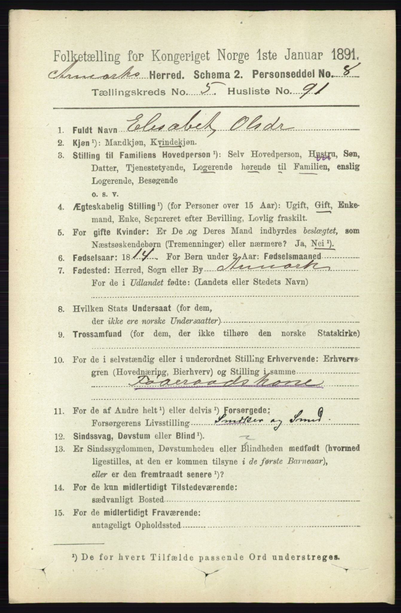 RA, Folketelling 1891 for 0118 Aremark herred, 1891, s. 2987