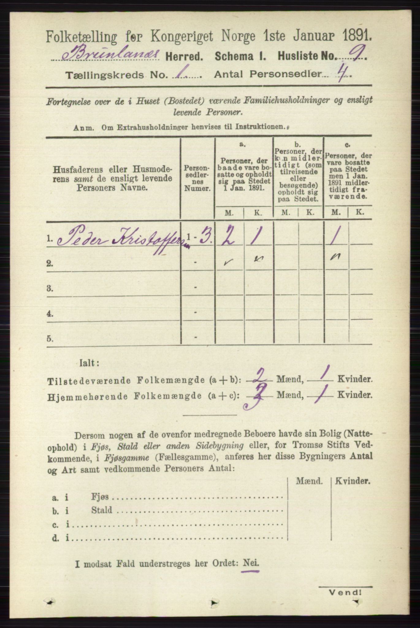 RA, Folketelling 1891 for 0726 Brunlanes herred, 1891, s. 44