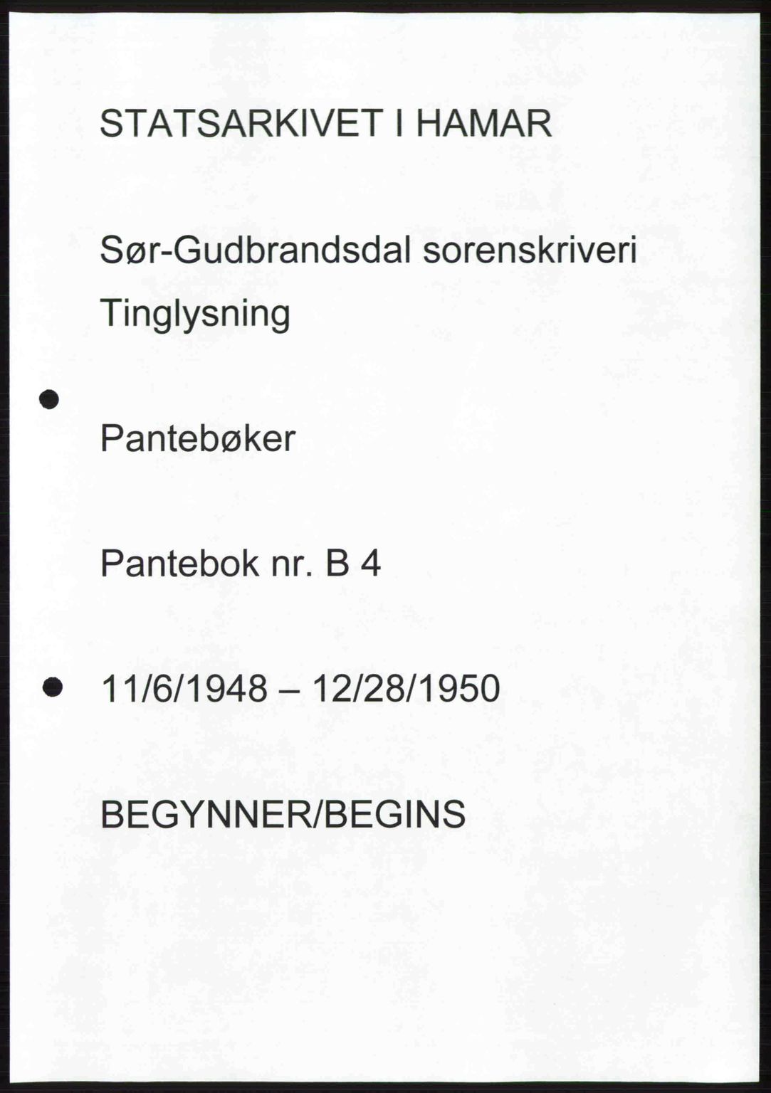 Sør-Gudbrandsdal tingrett, SAH/TING-004/H/Hb/Hbe/L0004: Pantebok nr. B4, 1948-1950