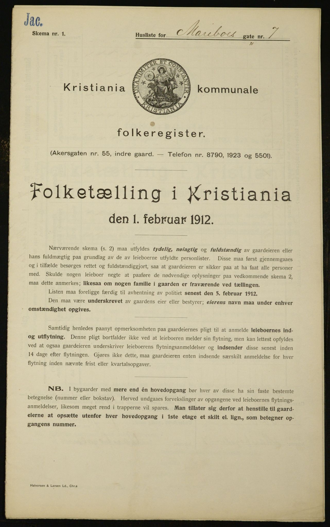 OBA, Kommunal folketelling 1.2.1912 for Kristiania, 1912, s. 60790