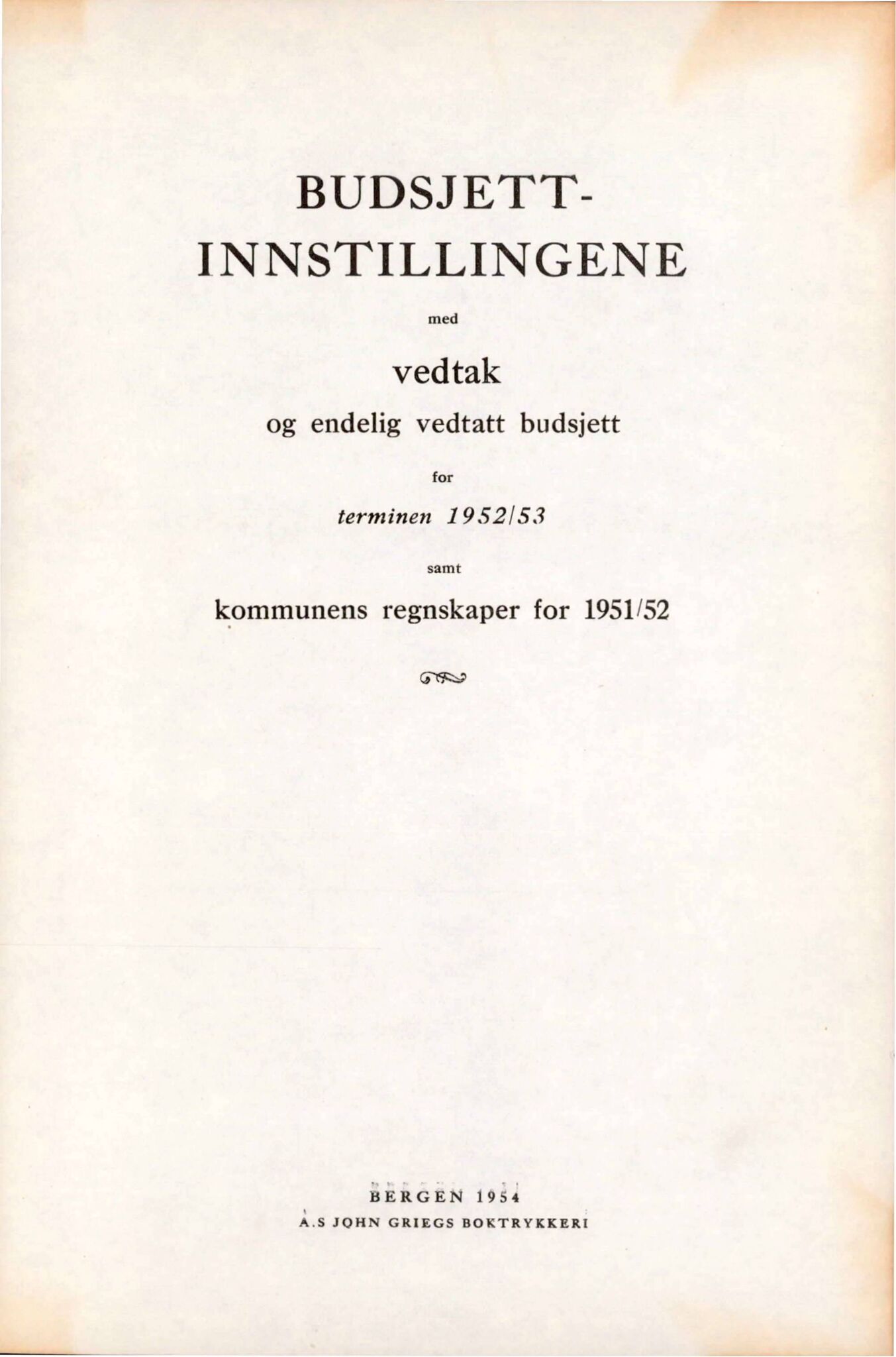 Bergen kommune. Formannskapet, BBA/A-0003/Ad/L0165: Bergens Kommuneforhandlinger, bind II, 1952