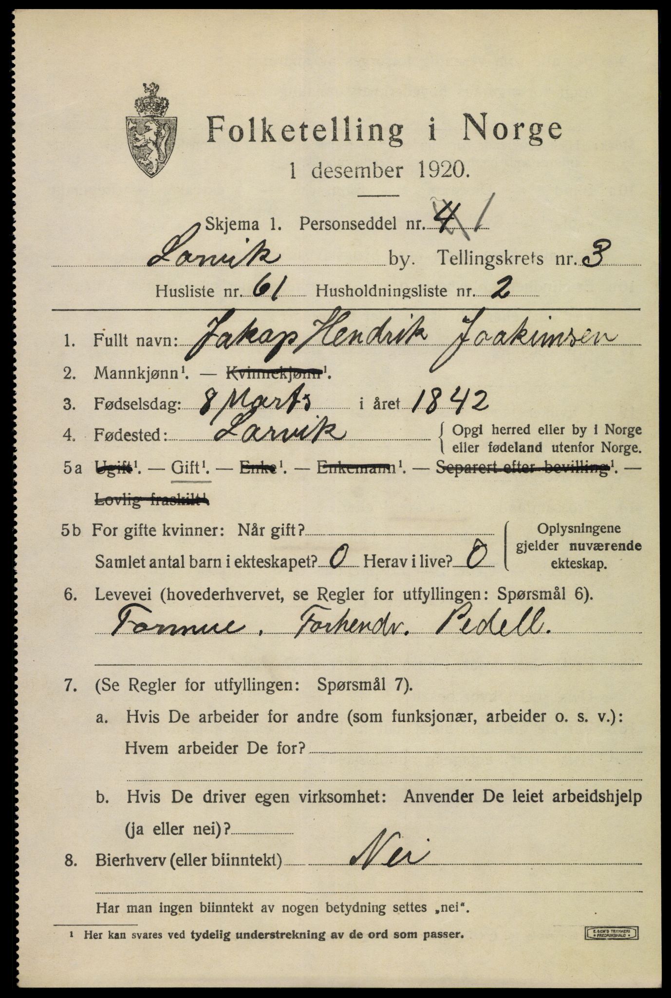 SAKO, Folketelling 1920 for 0707 Larvik kjøpstad, 1920, s. 13284