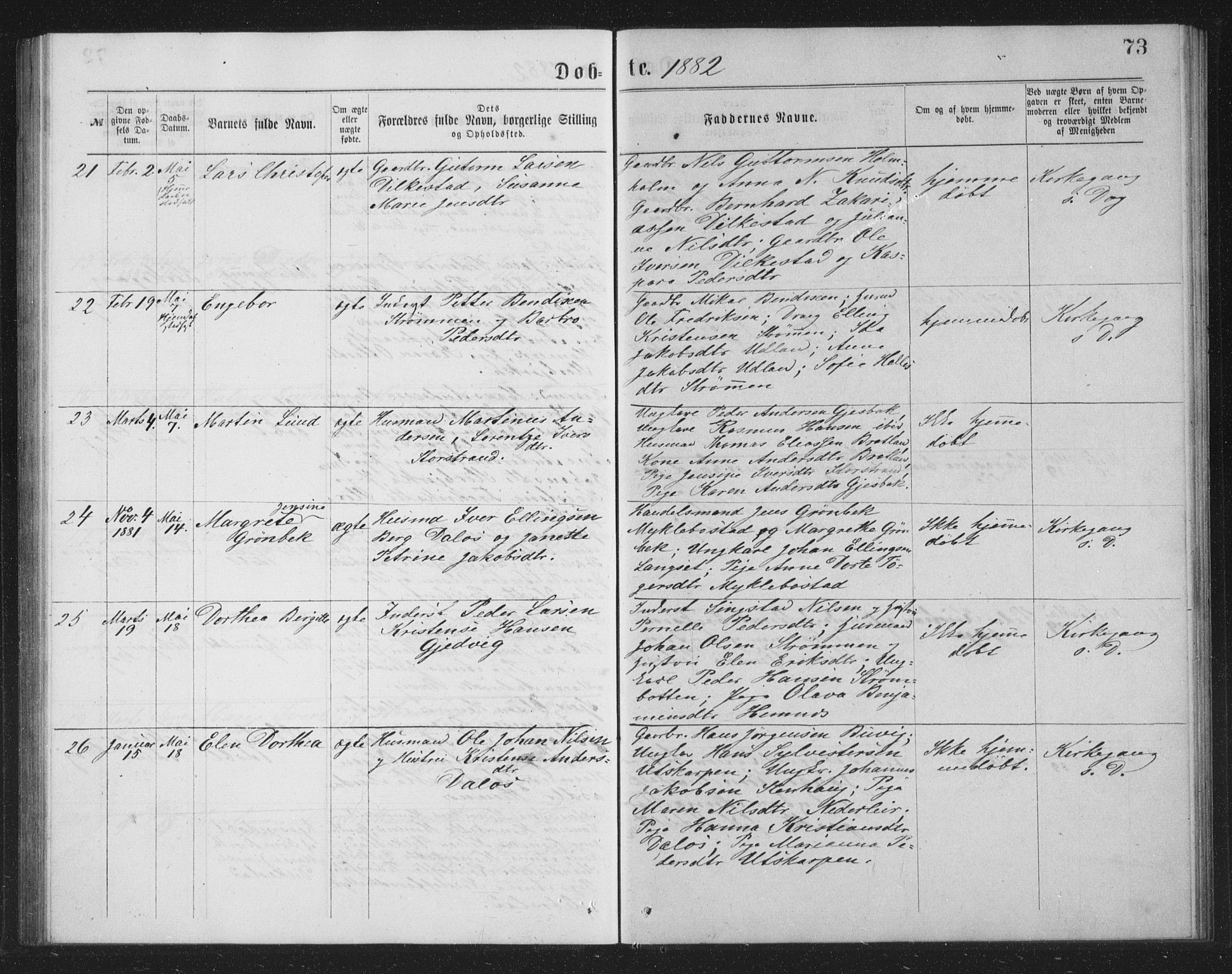 Ministerialprotokoller, klokkerbøker og fødselsregistre - Nordland, AV/SAT-A-1459/825/L0369: Klokkerbok nr. 825C06, 1873-1885, s. 73