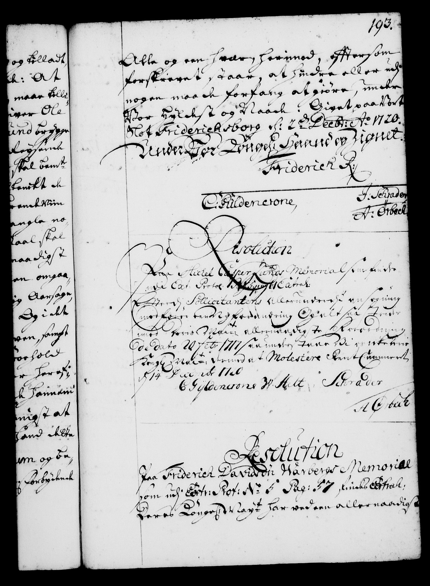 Rentekammeret, Kammerkanselliet, RA/EA-3111/G/Gg/Gga/L0001: Norsk ekspedisjonsprotokoll med register (merket RK 53.1), 1720-1723, s. 193