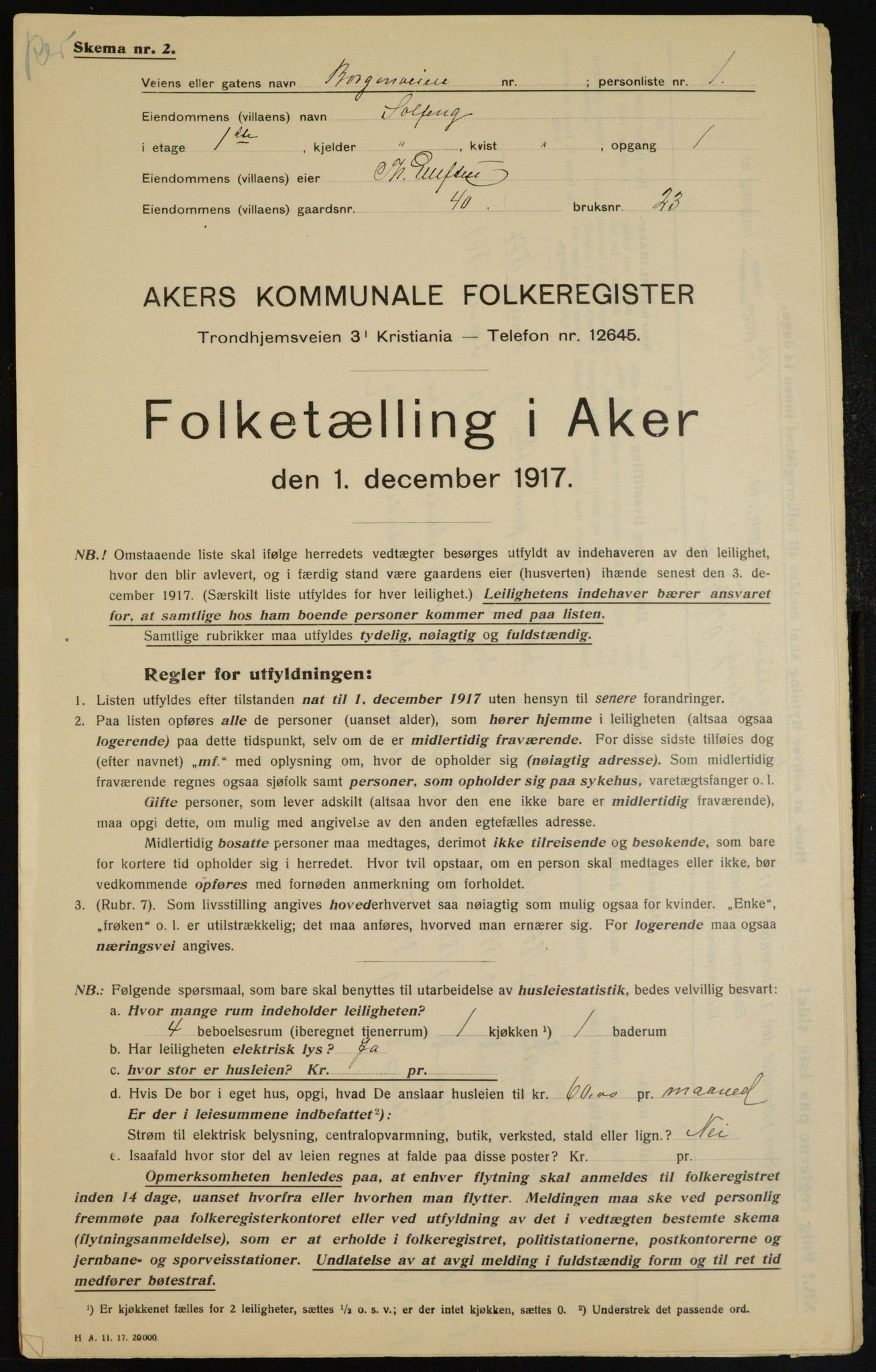 OBA, Kommunal folketelling 1.12.1917 for Aker, 1917, s. 8840