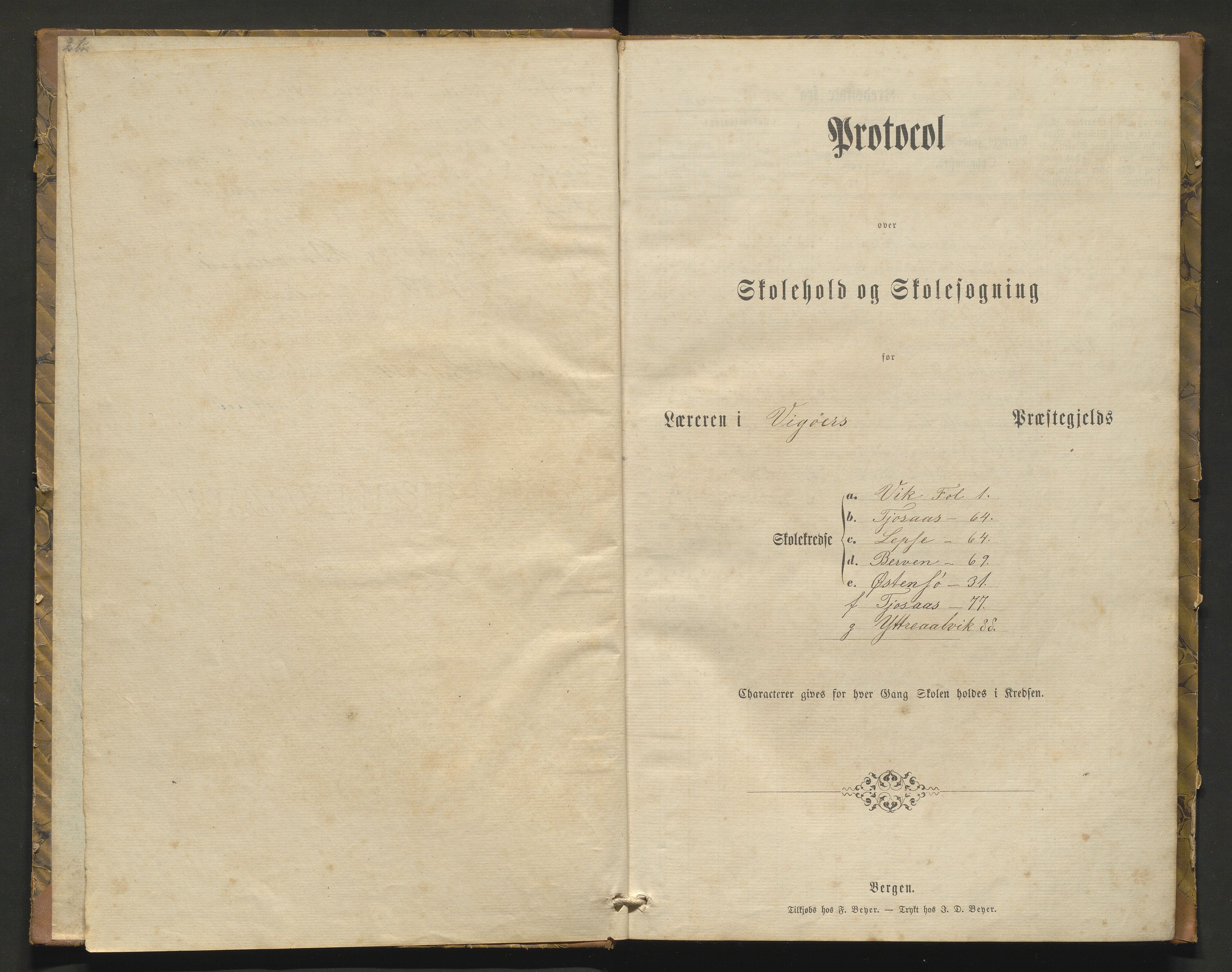 Kvam herad. Barneskulane, IKAH/1238-231/F/Fa/L0011: Skuleprotokoll for Vik, Øystese, Laupsa, Kjosås, Børve og Ytre Ålvik krinsar, 1871-1888