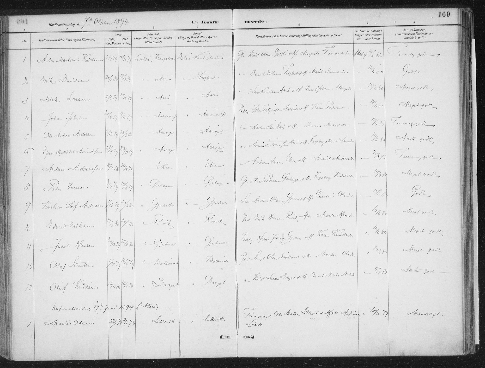 Ministerialprotokoller, klokkerbøker og fødselsregistre - Møre og Romsdal, AV/SAT-A-1454/555/L0658: Ministerialbok nr. 555A09, 1887-1917, s. 169