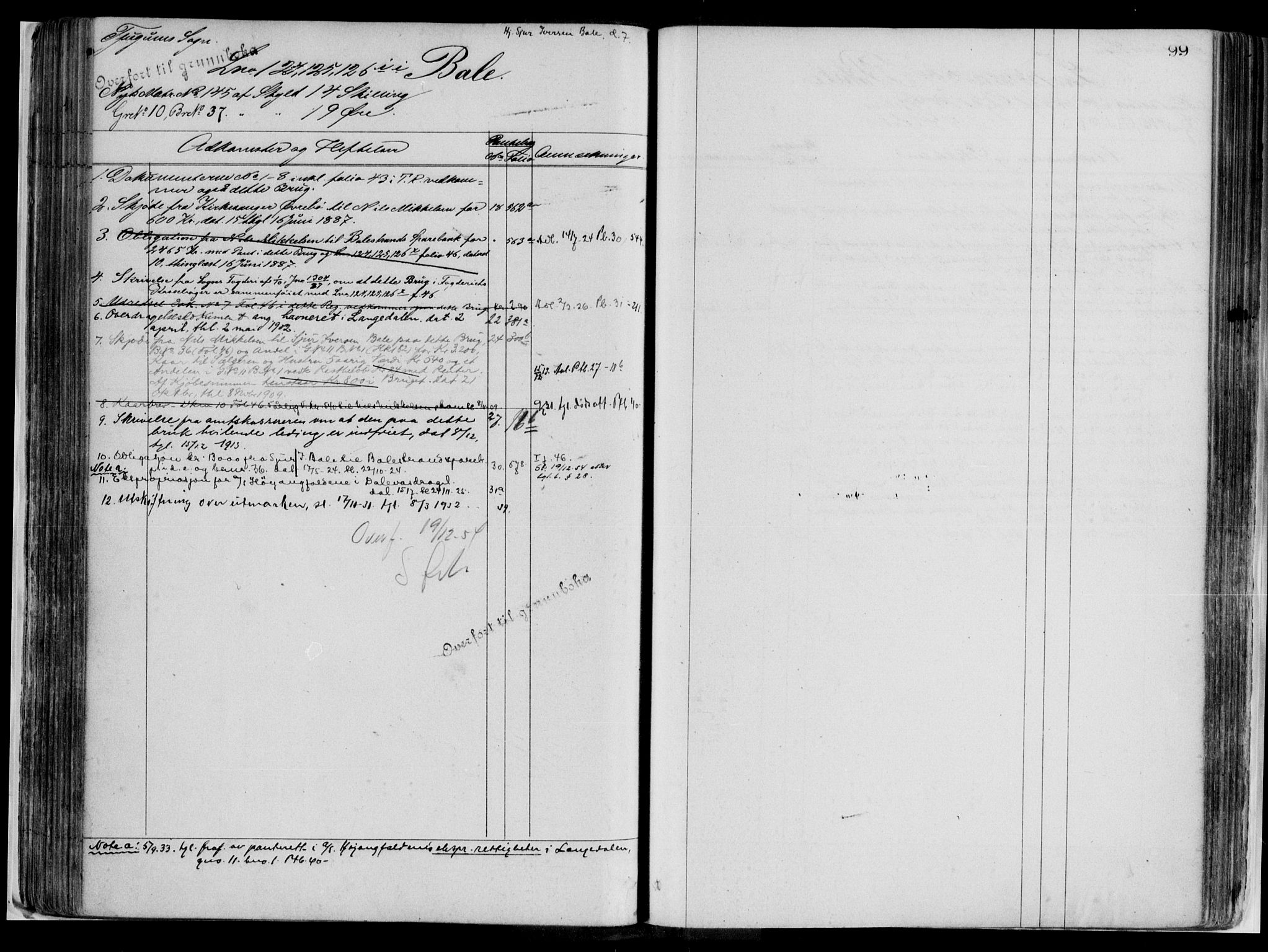 Ytre Sogn tingrett, AV/SAB-A-2601/1/G/Gaa/L0016: Panteregister nr. II.A.a.16, 1800-1950, s. 99