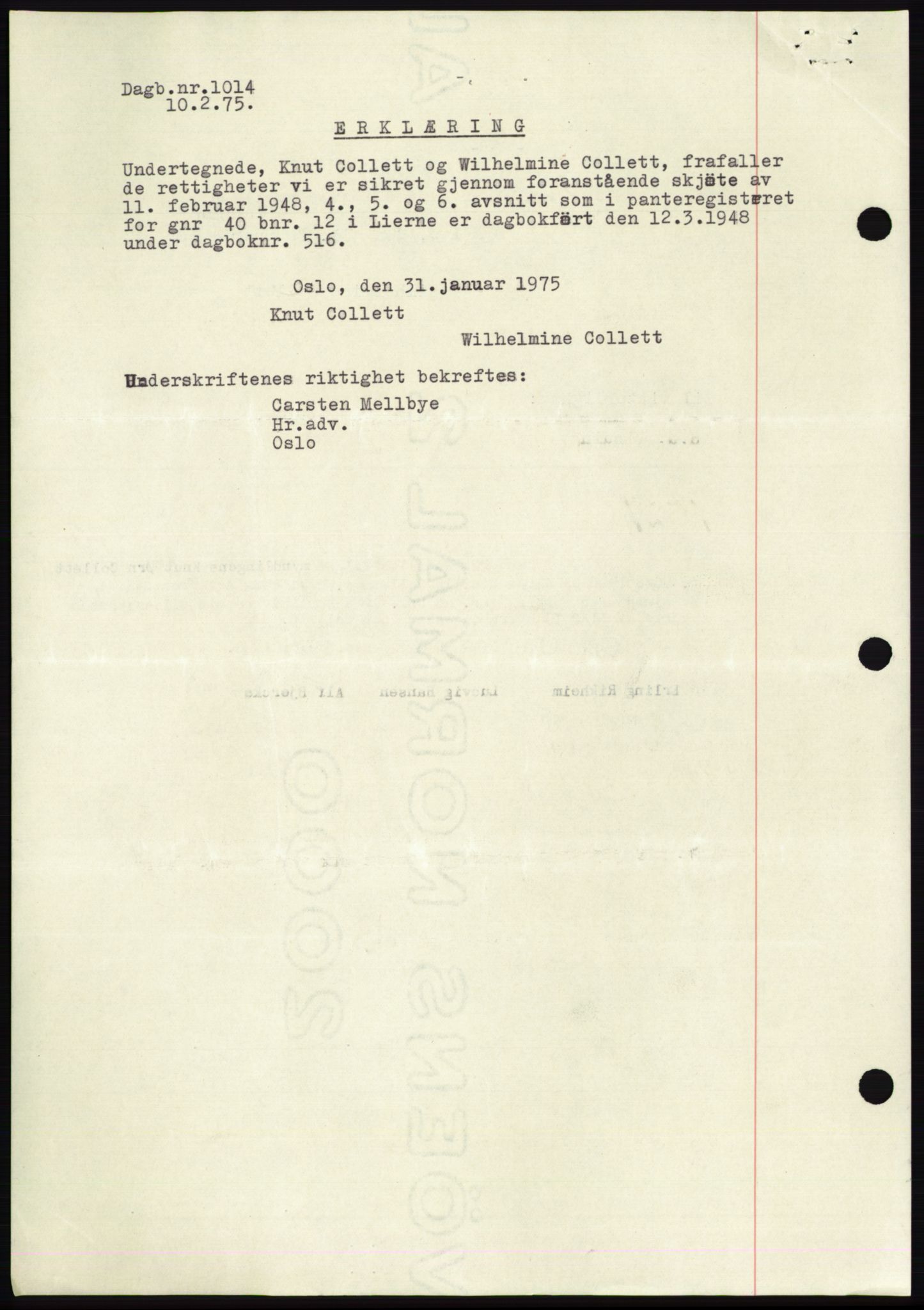Namdal sorenskriveri, SAT/A-4133/1/2/2C: Pantebok nr. -, 1947-1948, Dagboknr: 1014/1948