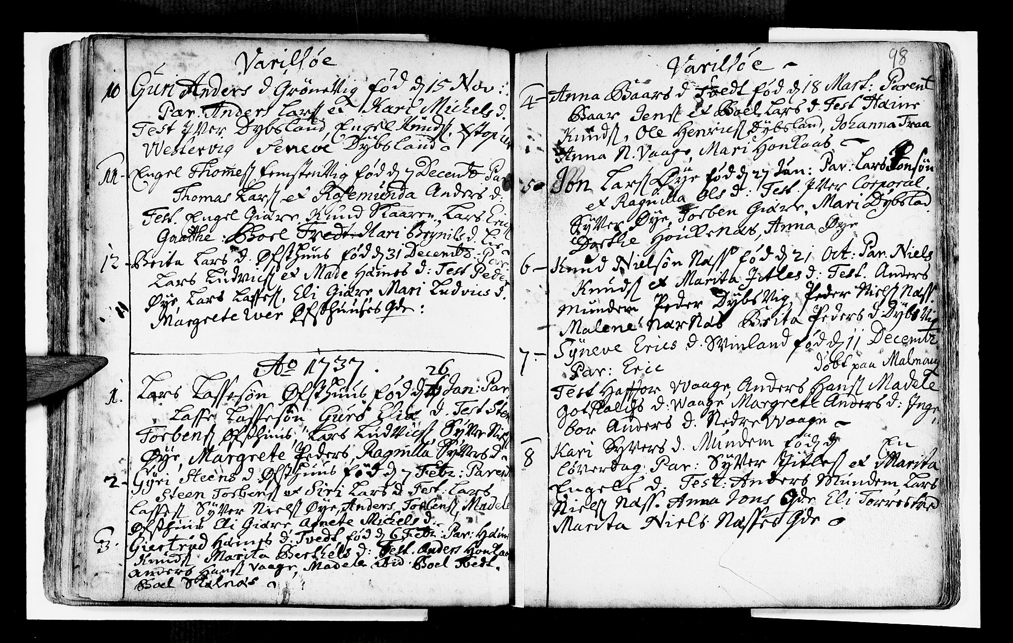 Strandebarm sokneprestembete, SAB/A-78401/H/Haa: Ministerialbok nr. A 2 /3, 1727-1750, s. 98