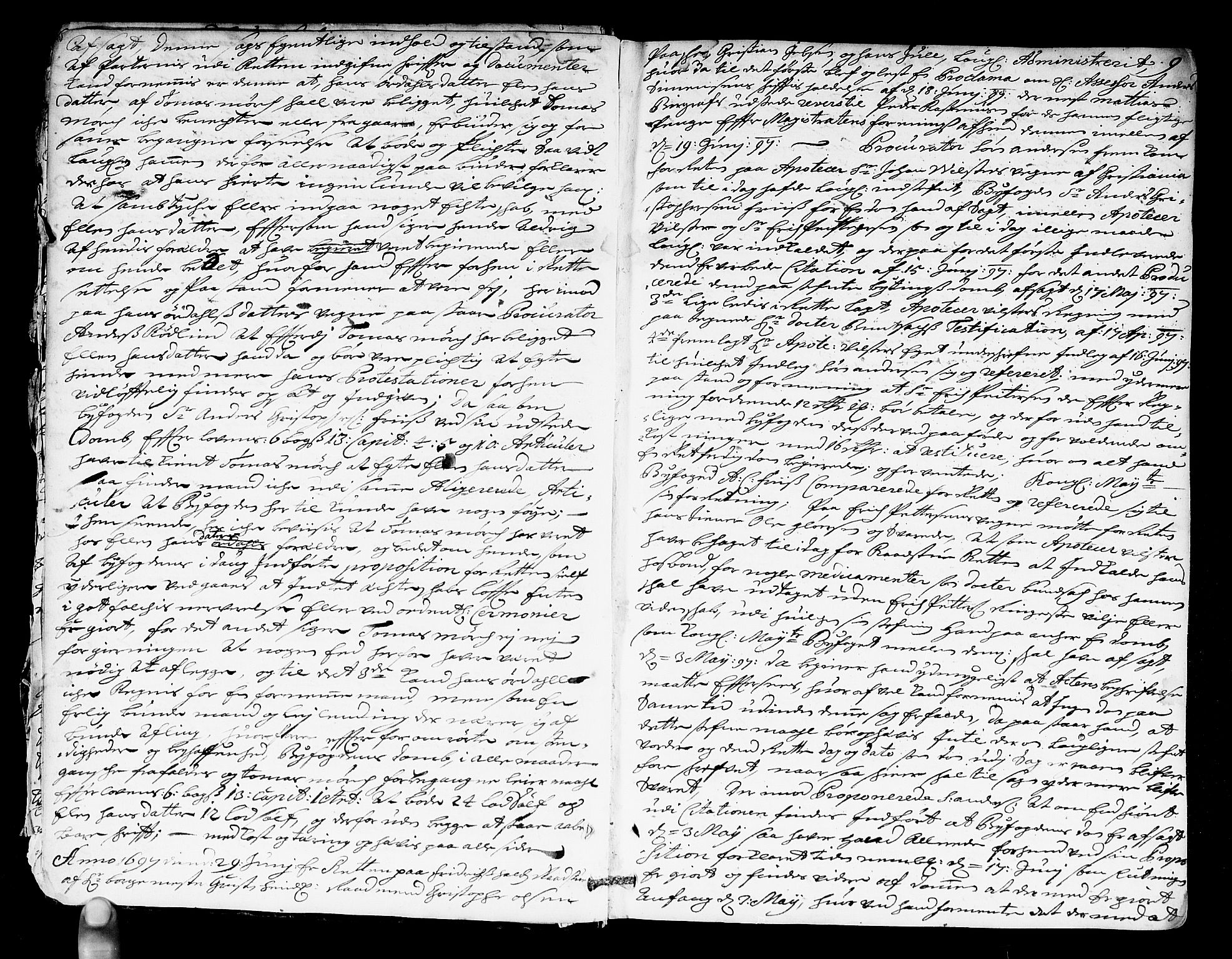Fredrikshald rådstuerett, AV/SAO-A-11129/A/L0003: Rådstuprotokoll, 1697-1708, s. 8b-9a