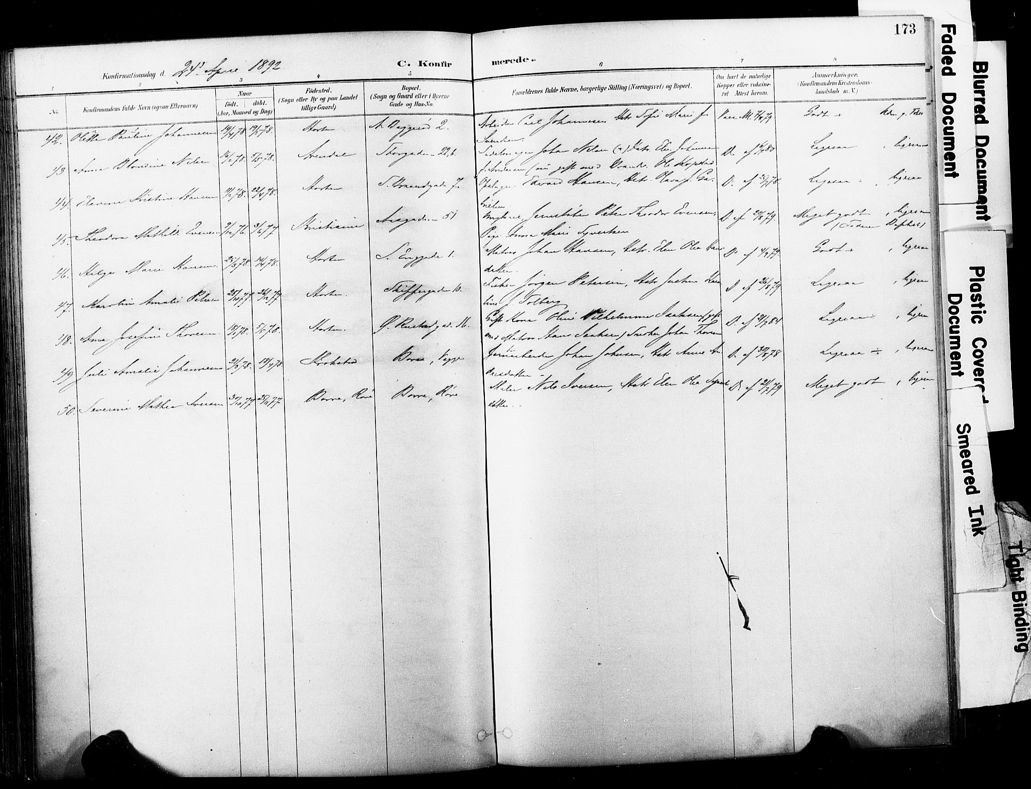 Horten kirkebøker, AV/SAKO-A-348/F/Fa/L0004: Ministerialbok nr. 4, 1888-1895, s. 173