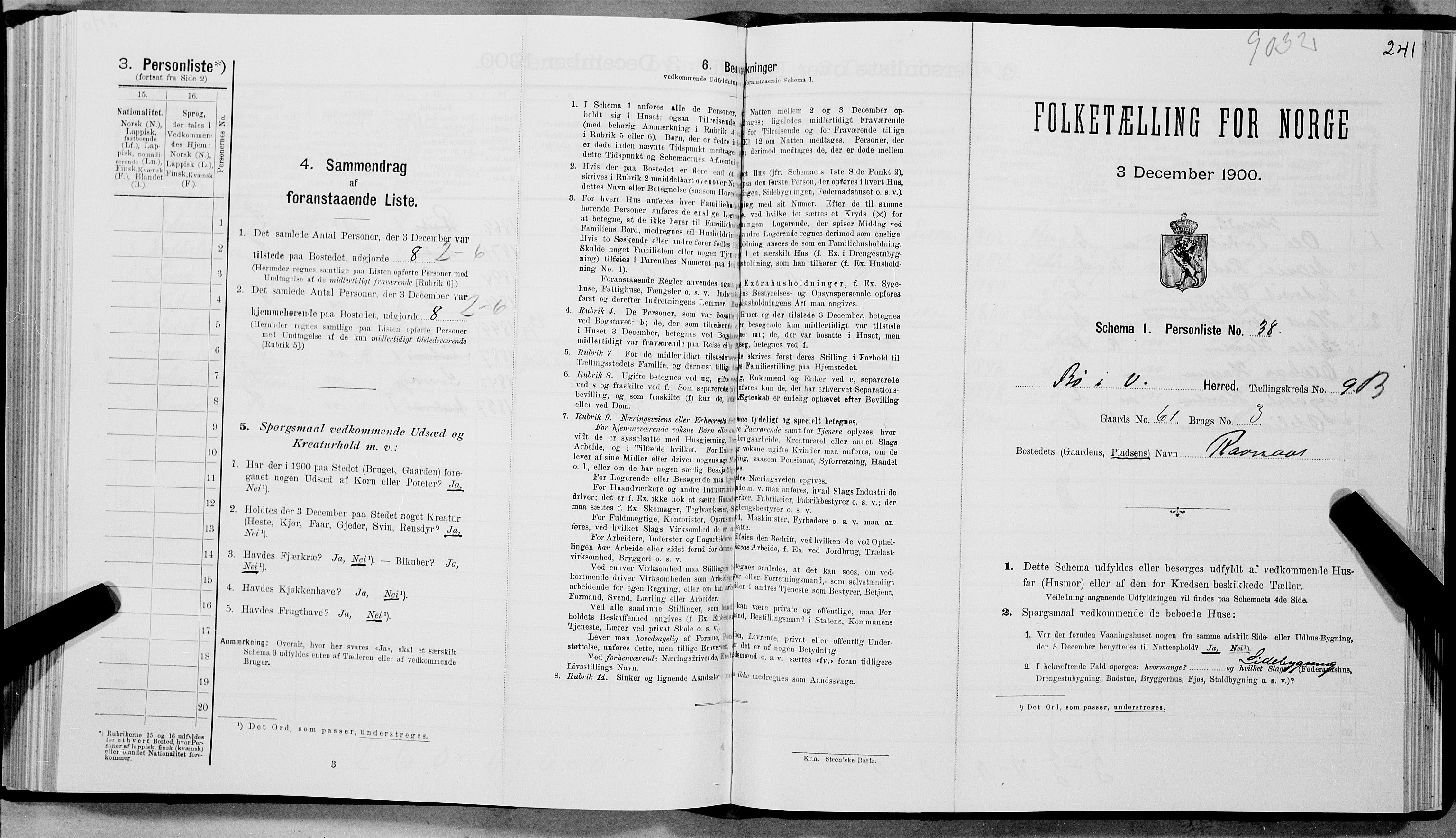 SAT, Folketelling 1900 for 1867 Bø herred, 1900, s. 1143