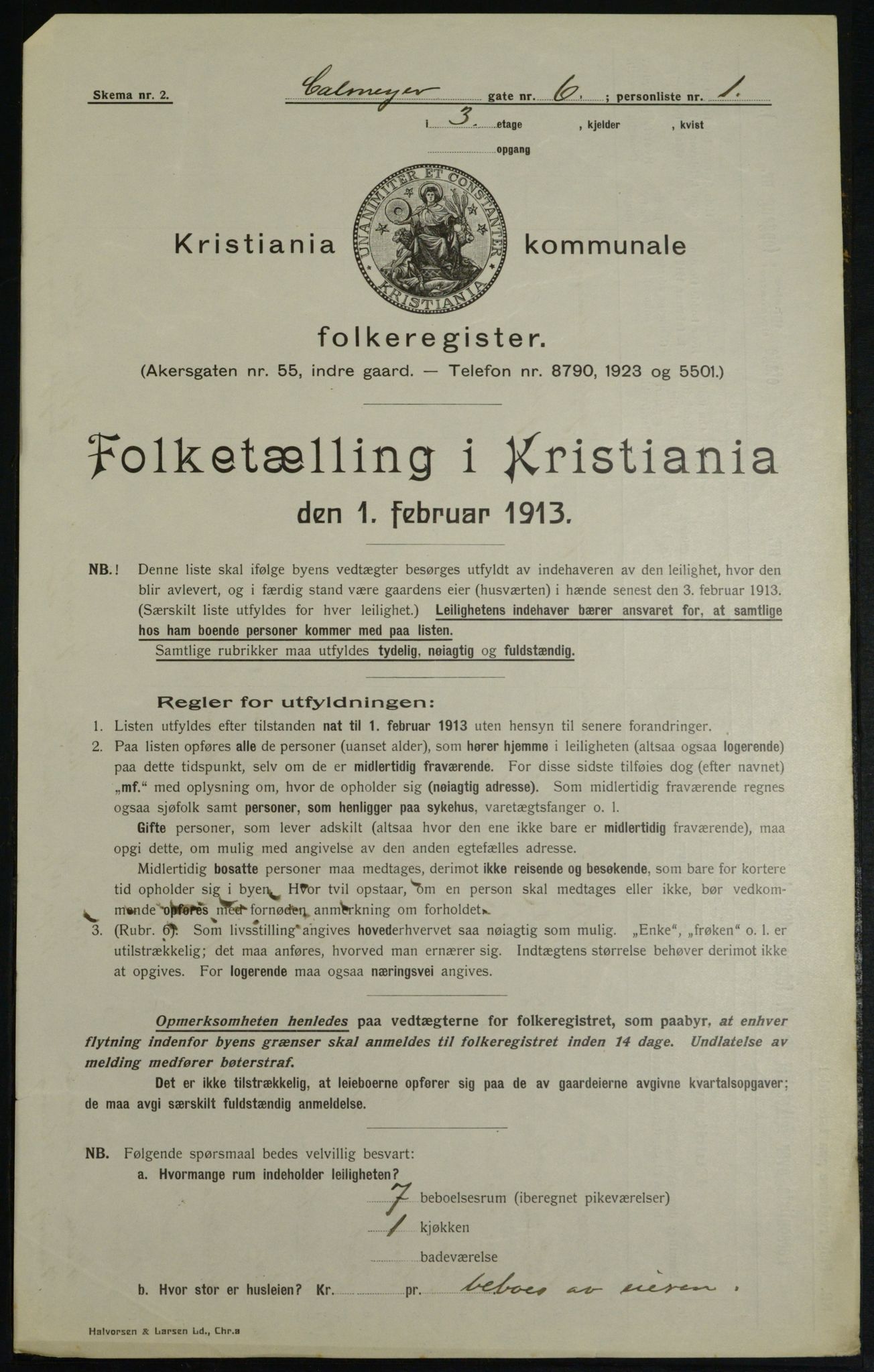 OBA, Kommunal folketelling 1.2.1913 for Kristiania, 1913, s. 11409