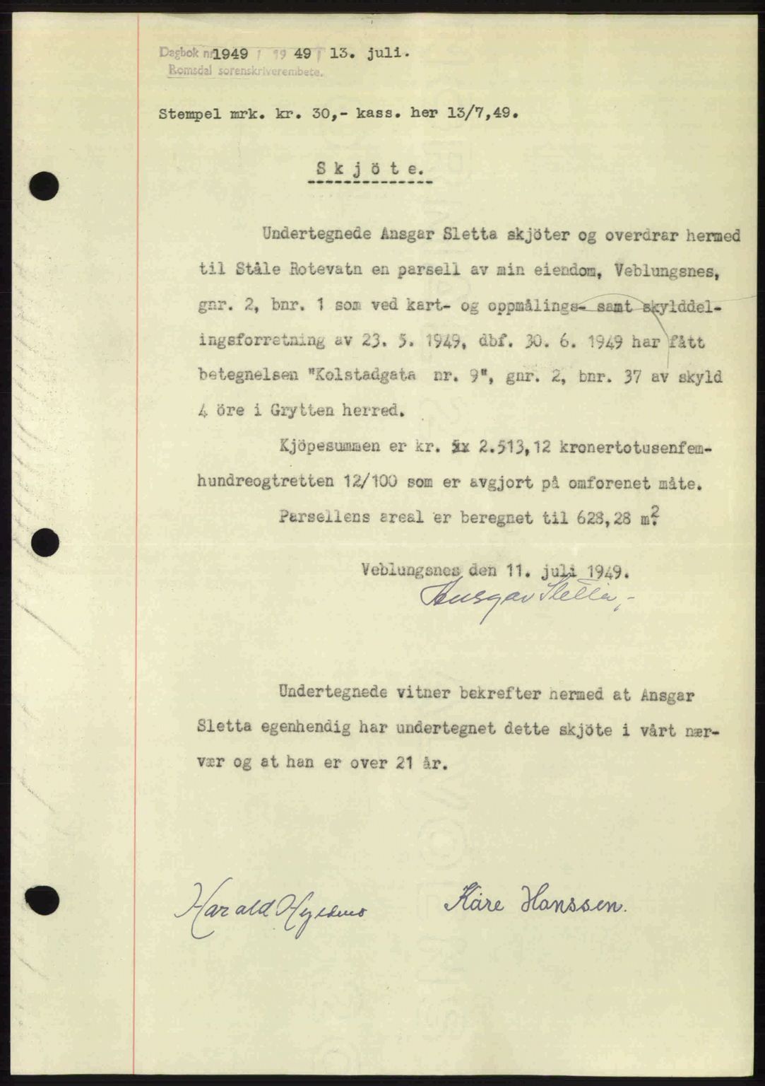 Romsdal sorenskriveri, SAT/A-4149/1/2/2C: Pantebok nr. A30, 1949-1949, Dagboknr: 1949/1949