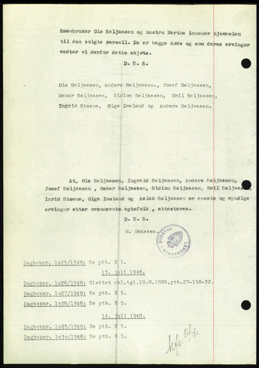 Nedenes sorenskriveri, AV/SAK-1221-0006/G/Gb/Gba/L0059: Pantebok nr. A11, 1948-1948, Dagboknr: 1024/1948