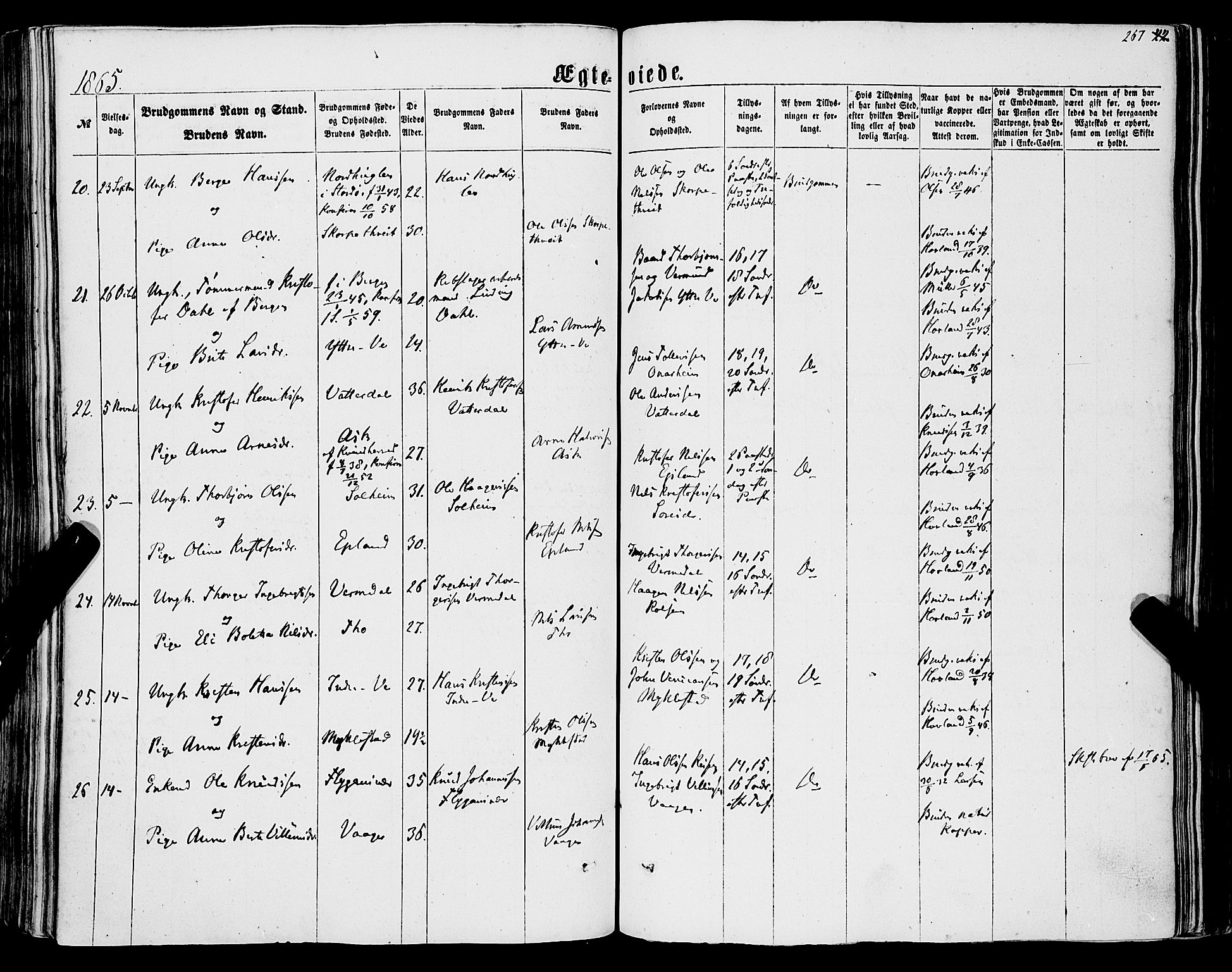 Tysnes sokneprestembete, AV/SAB-A-78601/H/Haa: Ministerialbok nr. A 11, 1860-1871, s. 267