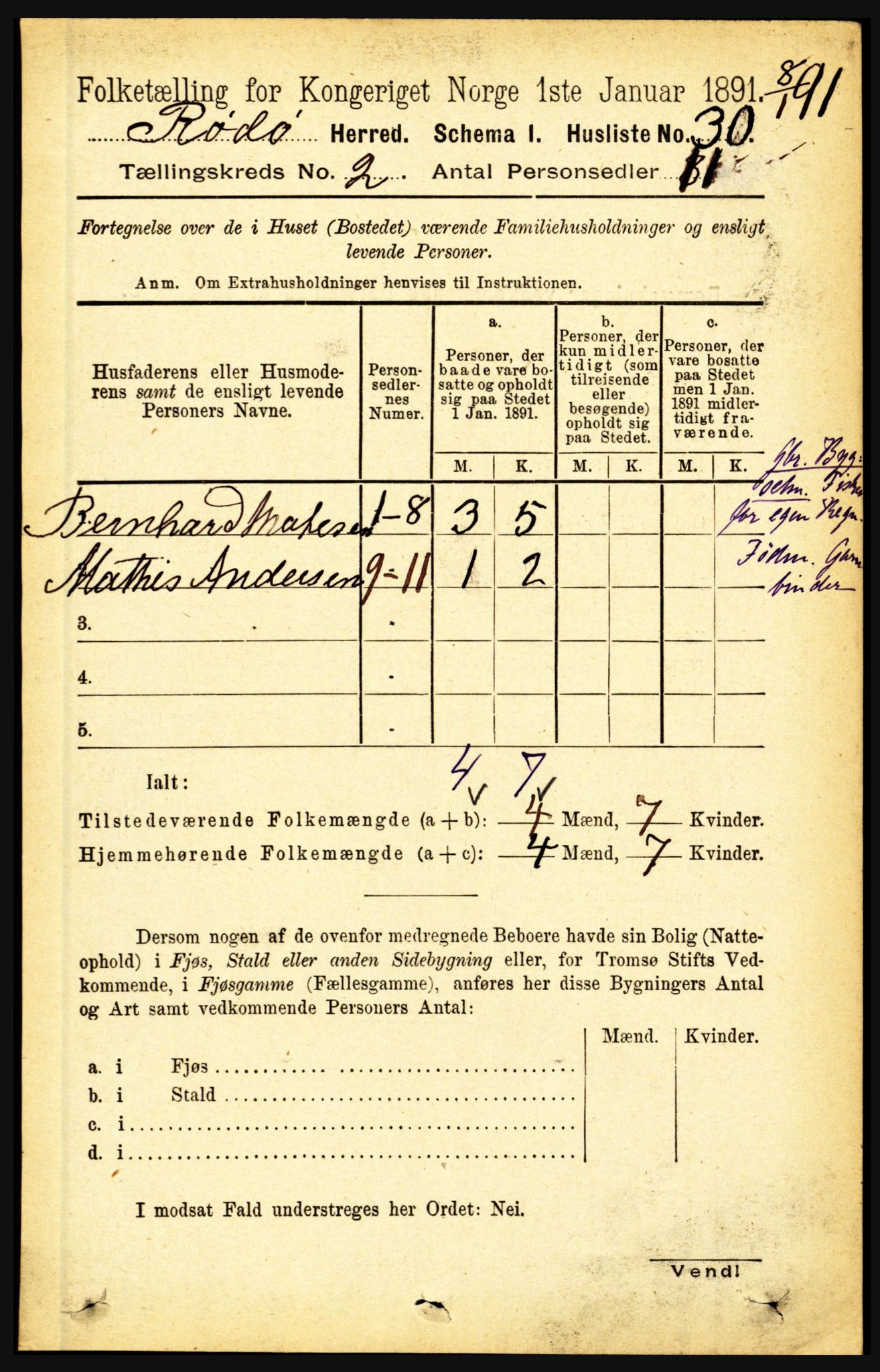 RA, Folketelling 1891 for 1836 Rødøy herred, 1891, s. 183