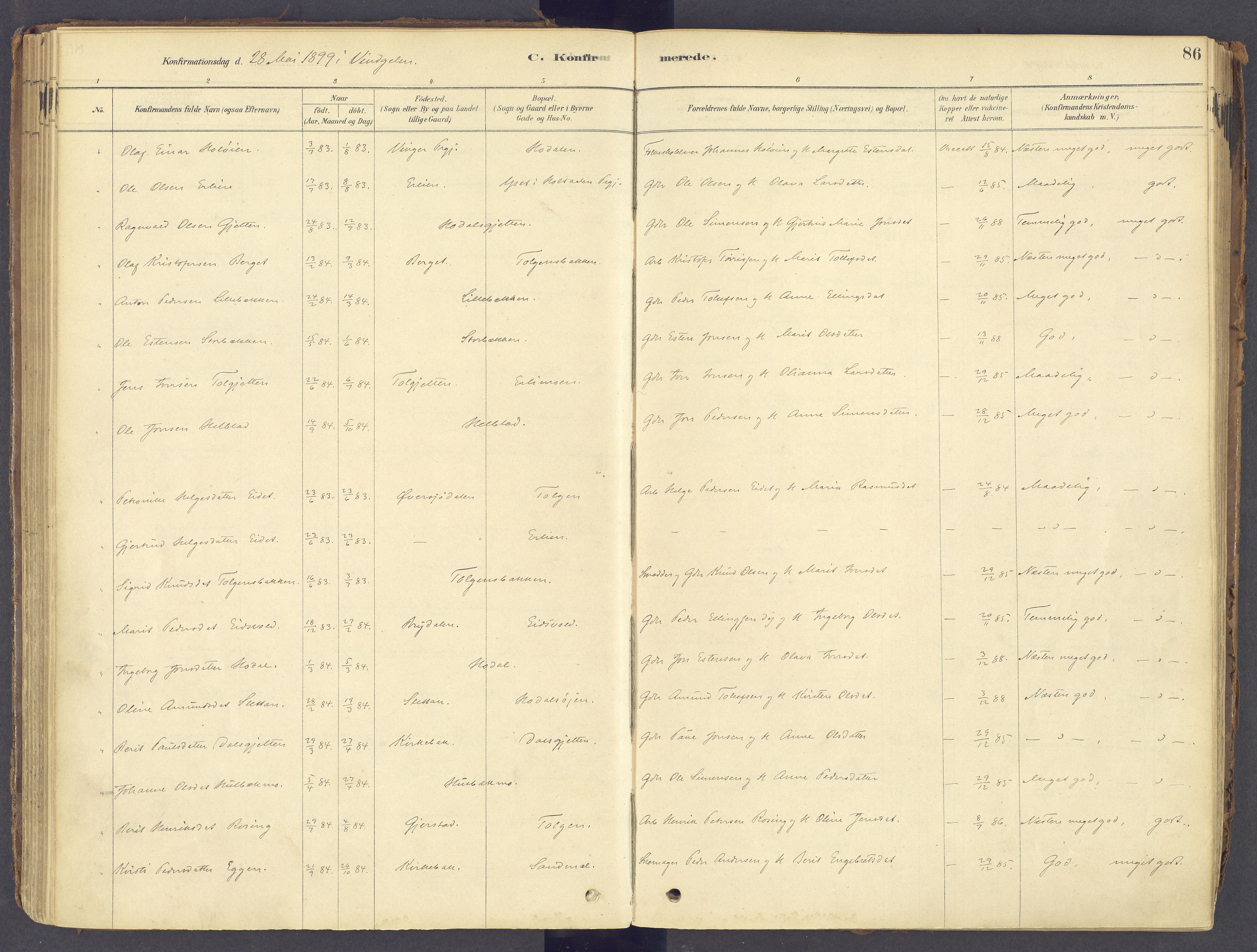 Tolga prestekontor, AV/SAH-PREST-062/K/L0011: Ministerialbok nr. 11, 1877-1920, s. 86