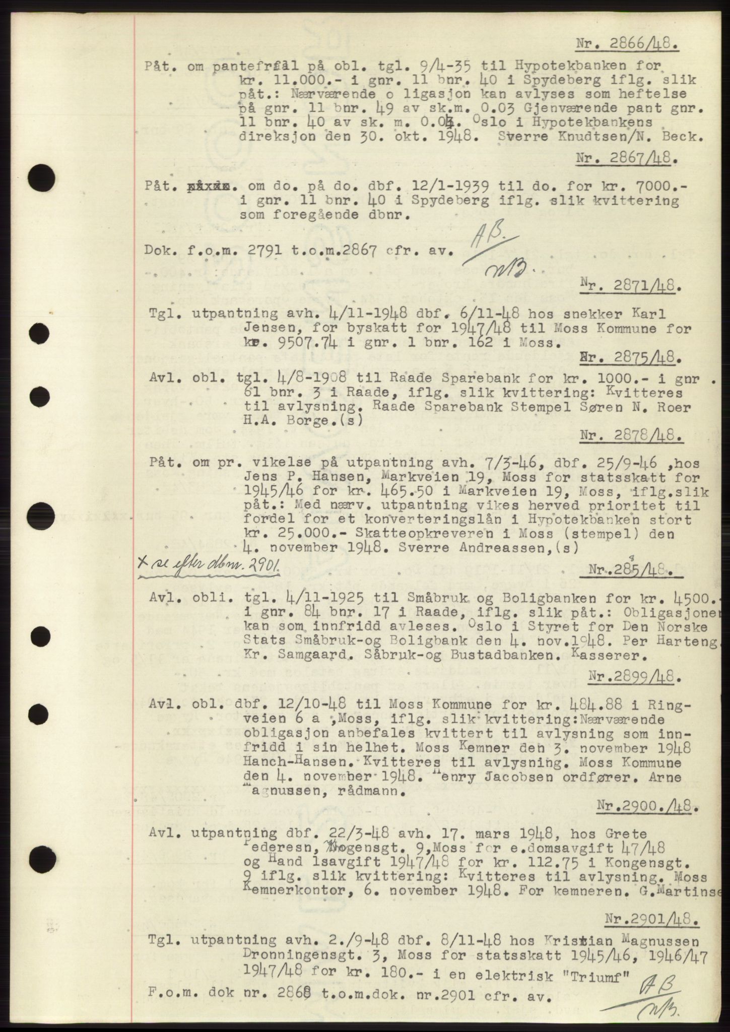 Moss sorenskriveri, SAO/A-10168: Pantebok nr. C10, 1938-1950, Dagboknr: 2866/1948