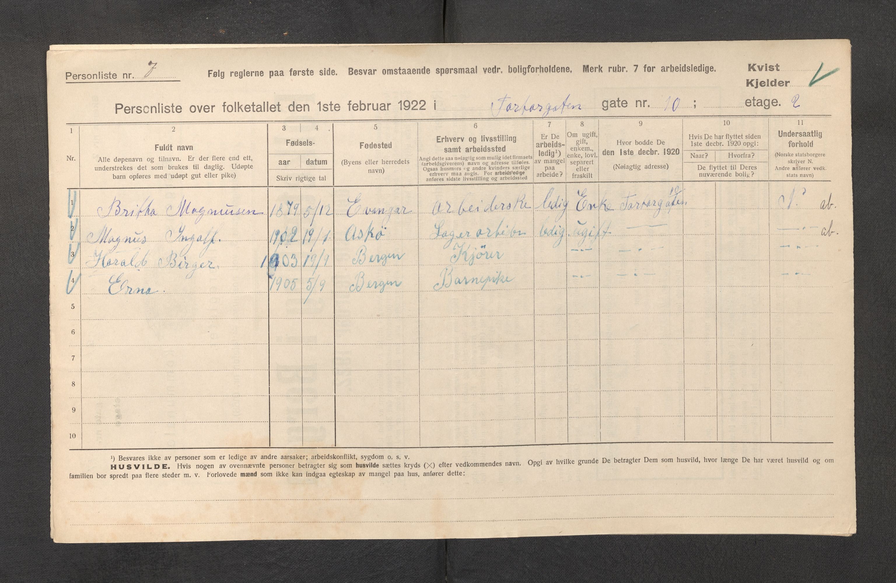 SAB, Kommunal folketelling 1922 for Bergen kjøpstad, 1922, s. 43180
